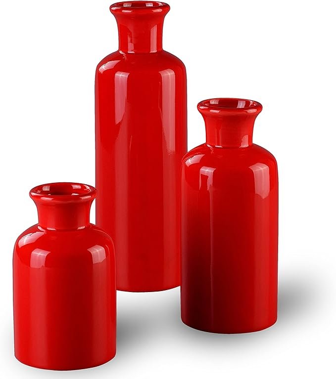 Red Vase Set