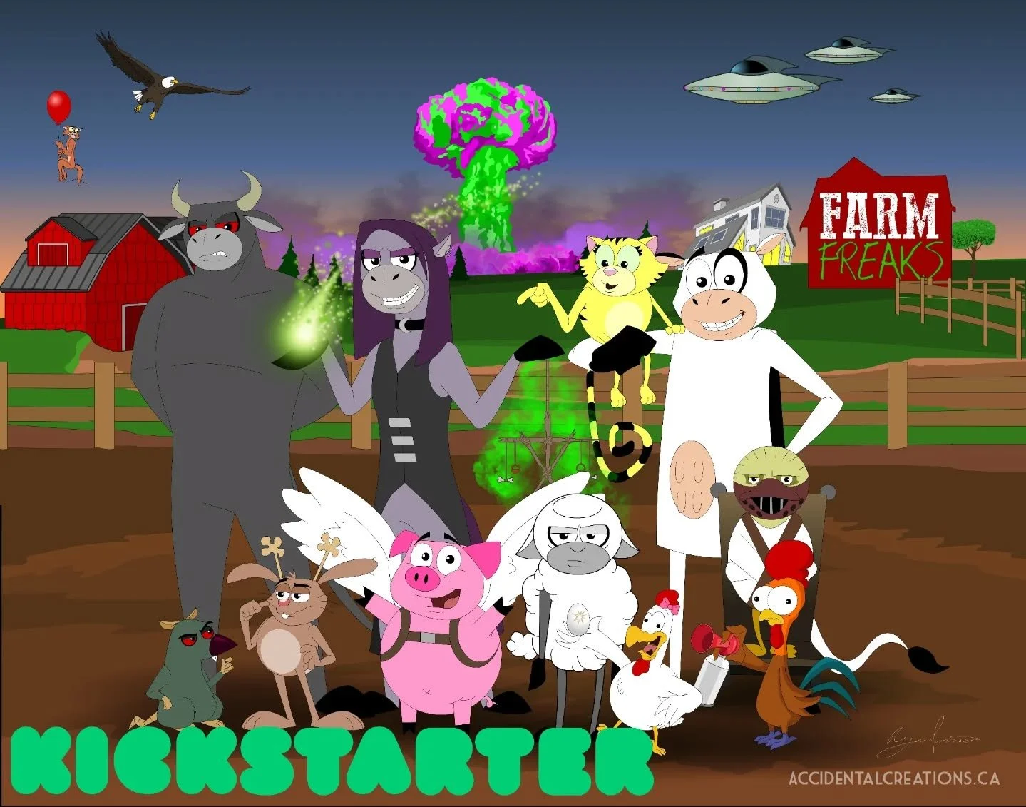 🐮 FARM FREAKS: DAY 5 &ndash; THE FESTIVAL 🌾
This March, we&rsquo;re taking Farm Freaks to Kickstarter to fund the print run of Day 5: The Festival, a 178-page all-ages graphic novel full of weird animals, weirder friendships, and one seriously out-