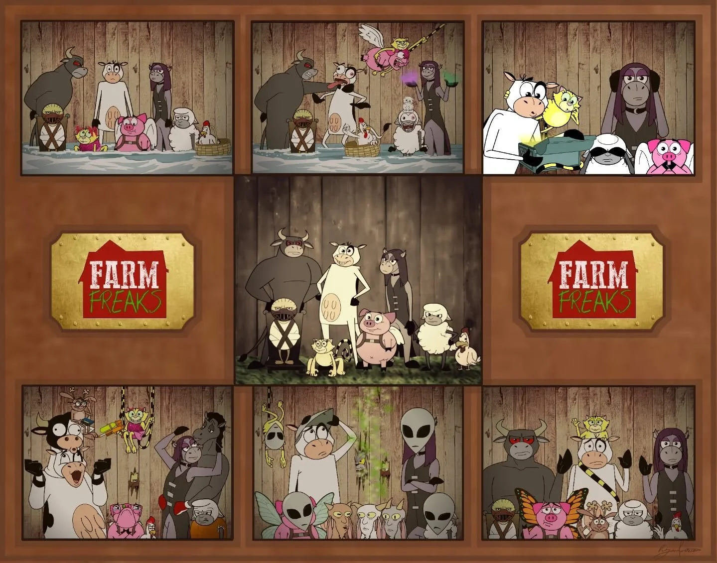 A week with the Farm Freaks - a collage of all 7 journals. 
Late March. The farm gets bigger.
The Farm Freaks Day 5 Kickstarter is raising funds for a new print run of the most ambitious book in the series yet!  178 pages of chaos, secrets, and explo