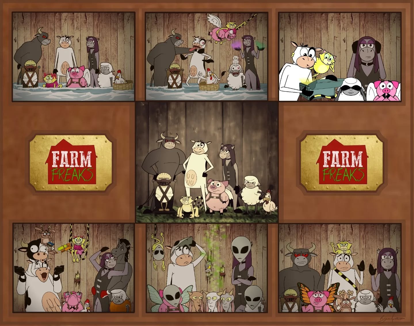 A week with the Farm Freaks - a collage of all 7 journals. 
Late March. The farm gets bigger.
The Farm Freaks Day 5 Kickstarter is raising funds for a new print run of the most ambitious book in the series yet!  178 pages of chaos, secrets, and explo