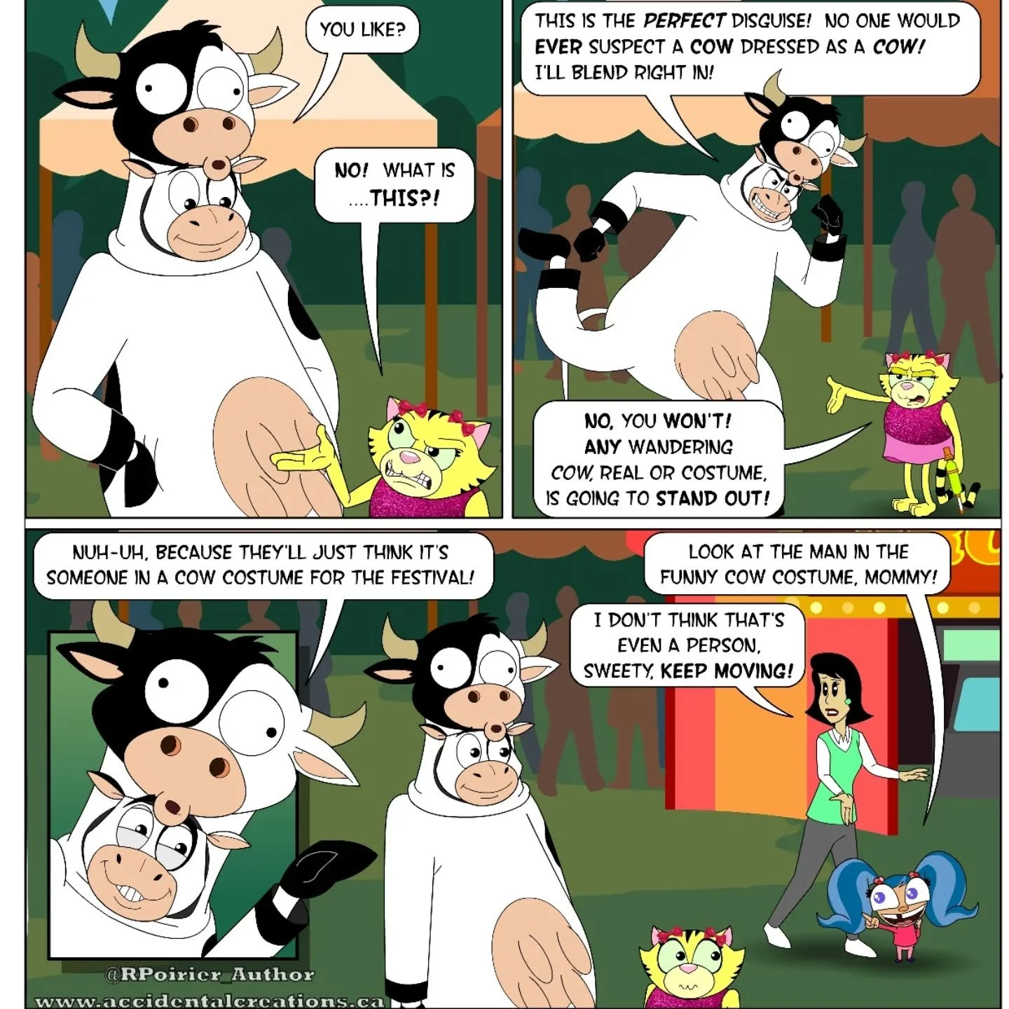 No one would ever think twice about a cow dressed as a cow to blend in as a regular cow ...or would they?

Farm Freaks is part mystery.
Part comedy.
Part absolute chaos.

Freaks Day 5 - The Festival", coming soon to Kickstarter! 🐮
Follow the ca