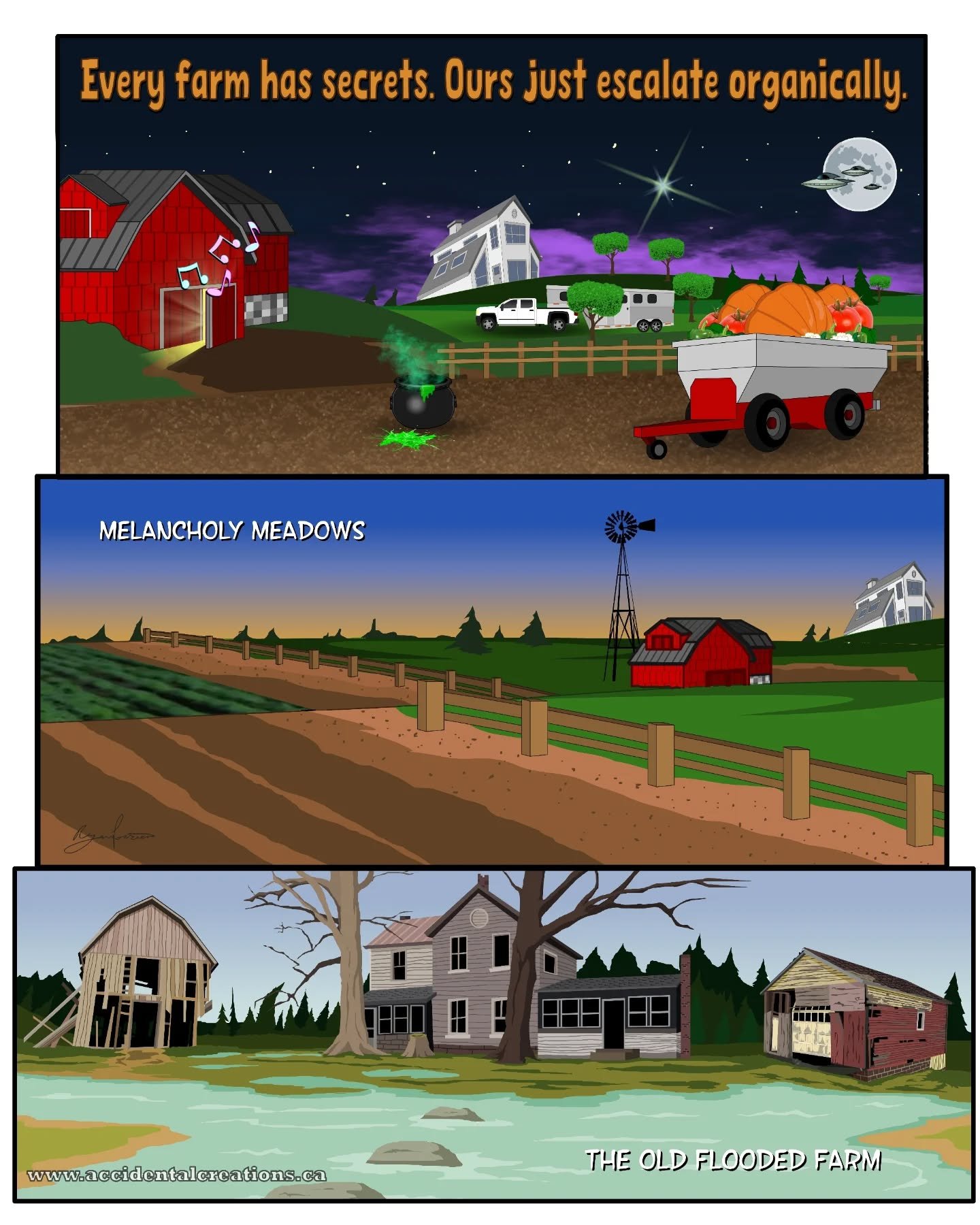 🌾 A Tour of Melancholy Meadows &ndash; Part 1

Welcome to Melancholy Meadows.
At first glance it looks like a peaceful farm&hellip;
But life here runs on chaos, secrets, and heart (with a dash of insanity!)
This is where the story of Farm Freaks beg