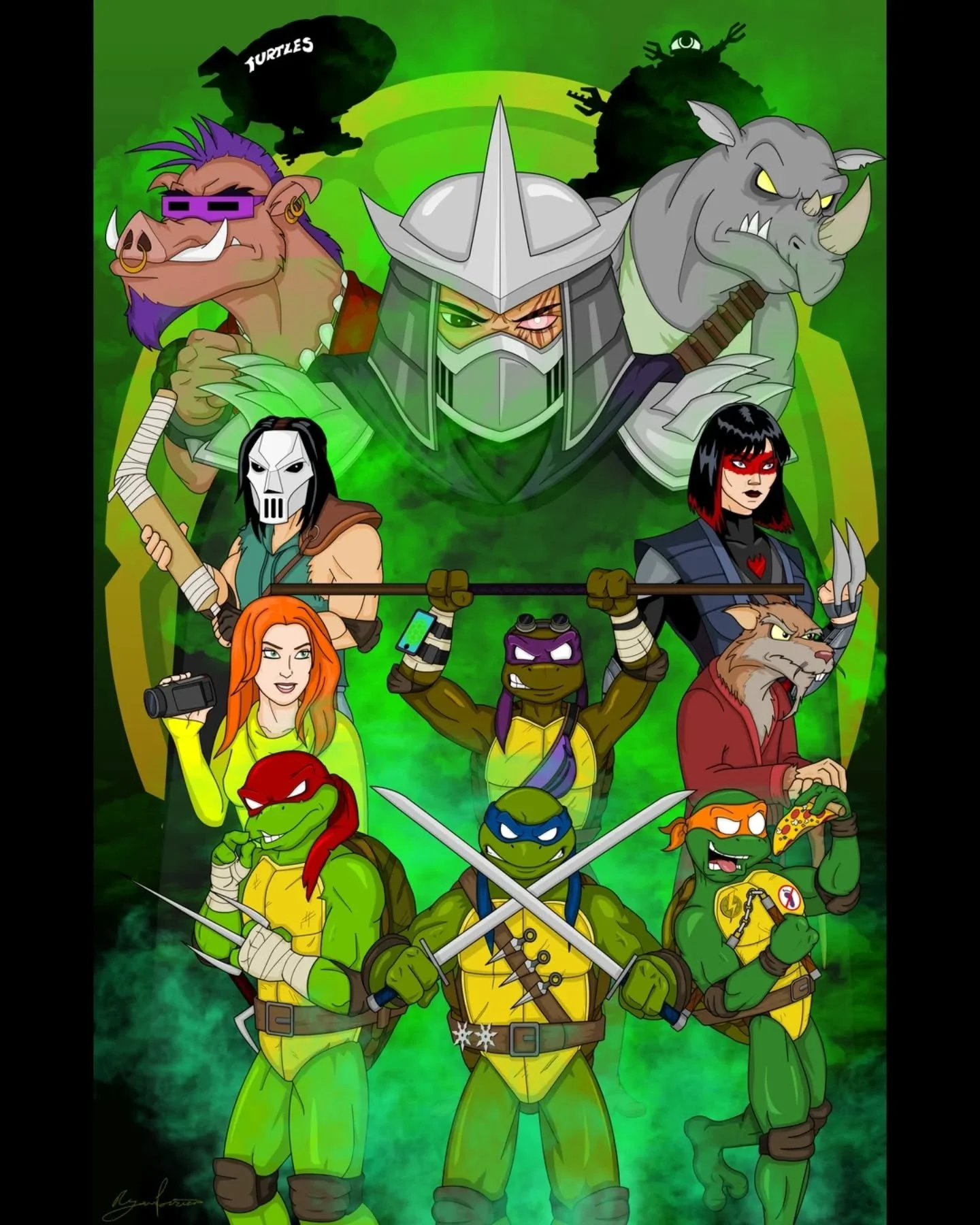 Updated &amp; Reposted - My TMNT tribute! 
🥷TURTLE POWER!🐢

#tmnt #tmntfanart #teenagemutantninjaturtles #accidentalcreations #comicon