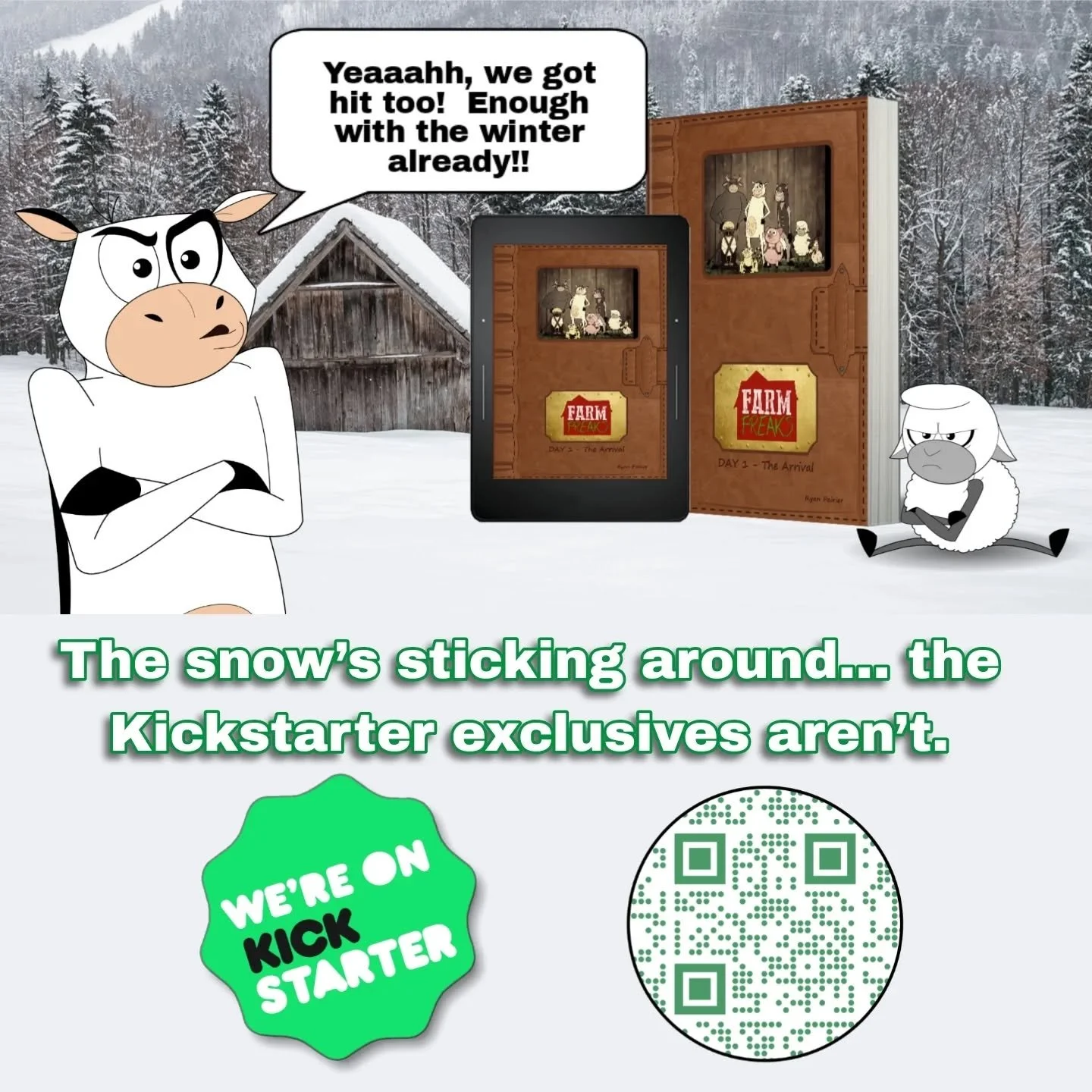 🌨️This weather sucks! Melancholy Meadows got hit too!  While the snow seems to be sticking around, Farm Freaks' exclusive rewards aren't!⏳

🚨For those interested, the campaign is still live and includes exclusive reward options only available throu