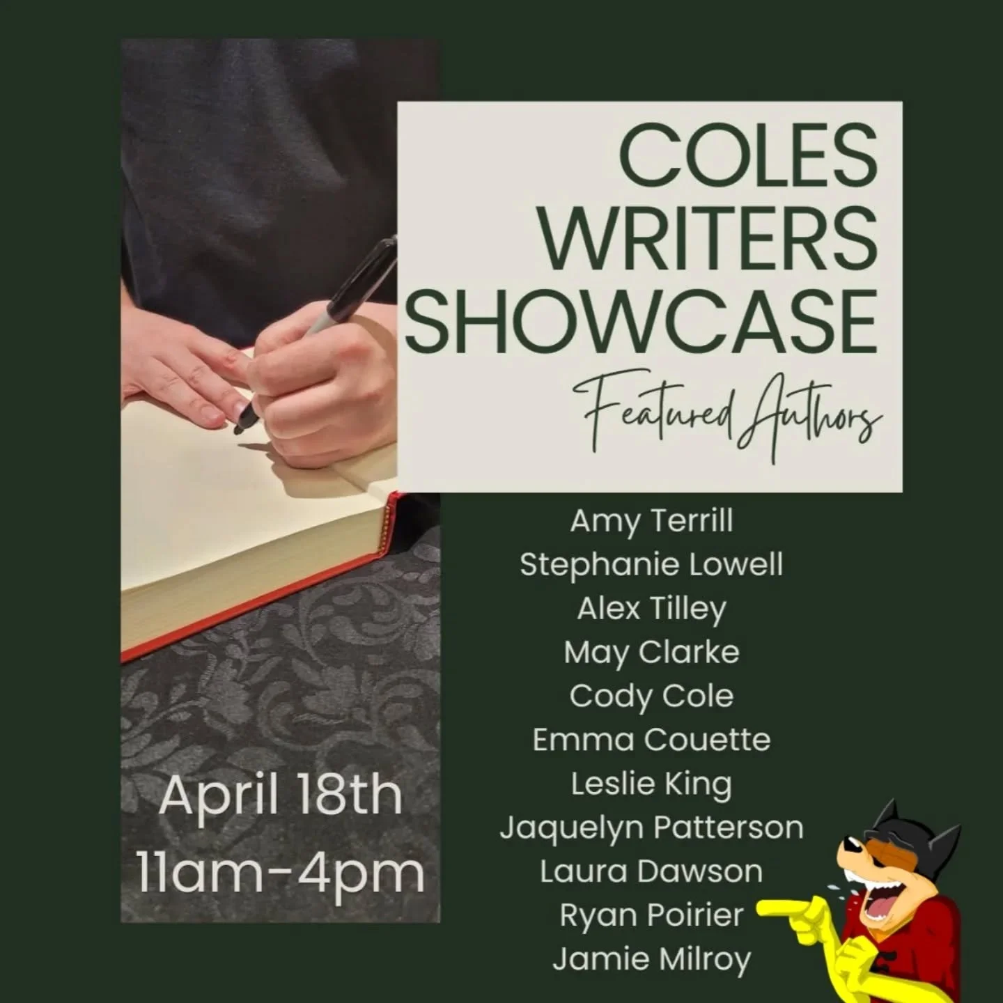 Honored to be a featured author for Coles Writers Showcase this Saturday April 18th at the Lindsay Square Mall!  See you there at the Square!

#coleslindsay #coles #indigo #accidentalcreations #writerscommunity