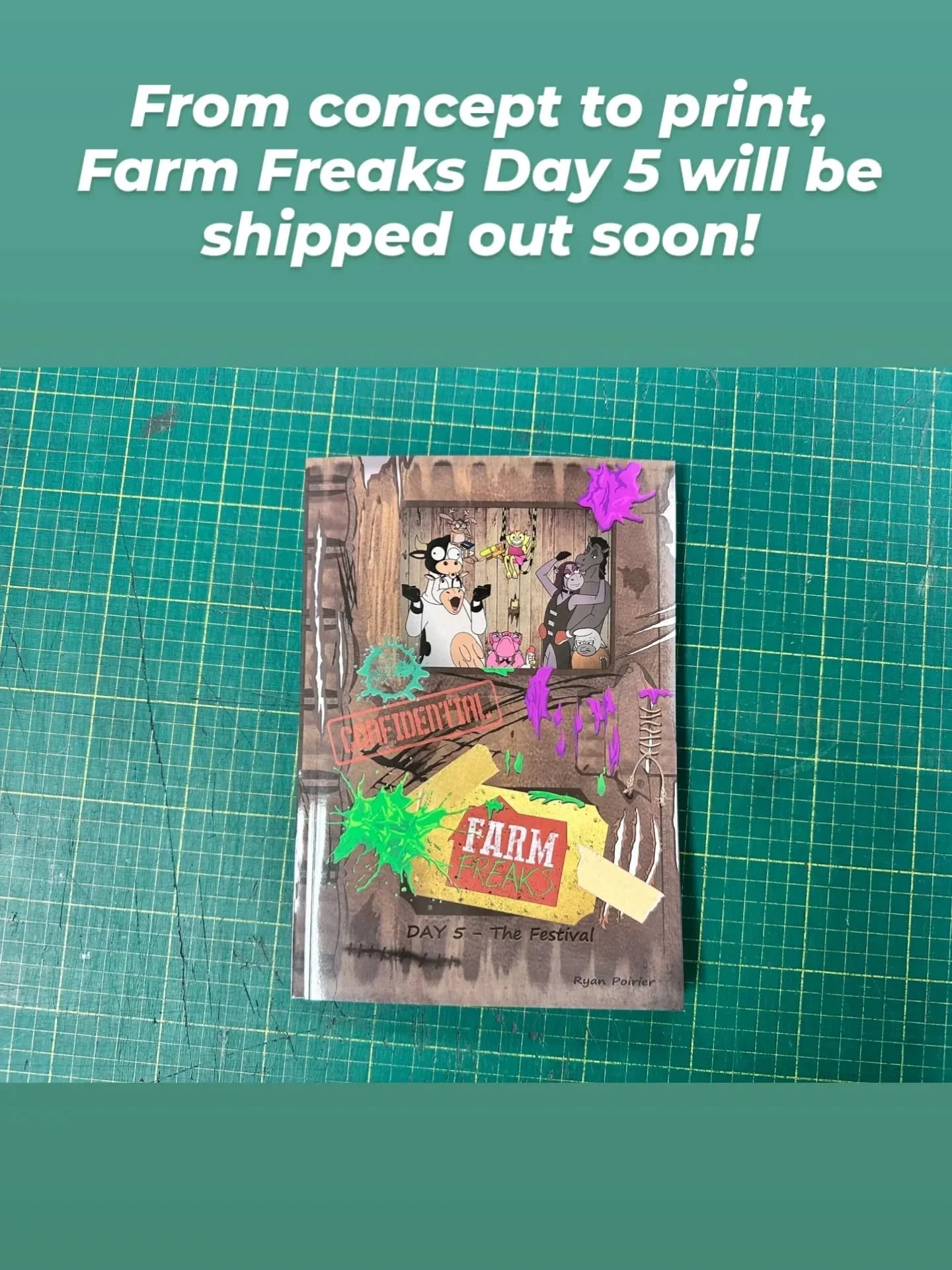 From concept to print, my 12th graphic novel will be in physical form and shipped out very soon! 

#farmfreaks #accidentalcreations #kickstartercomics #Kickstarter #graphicnovel