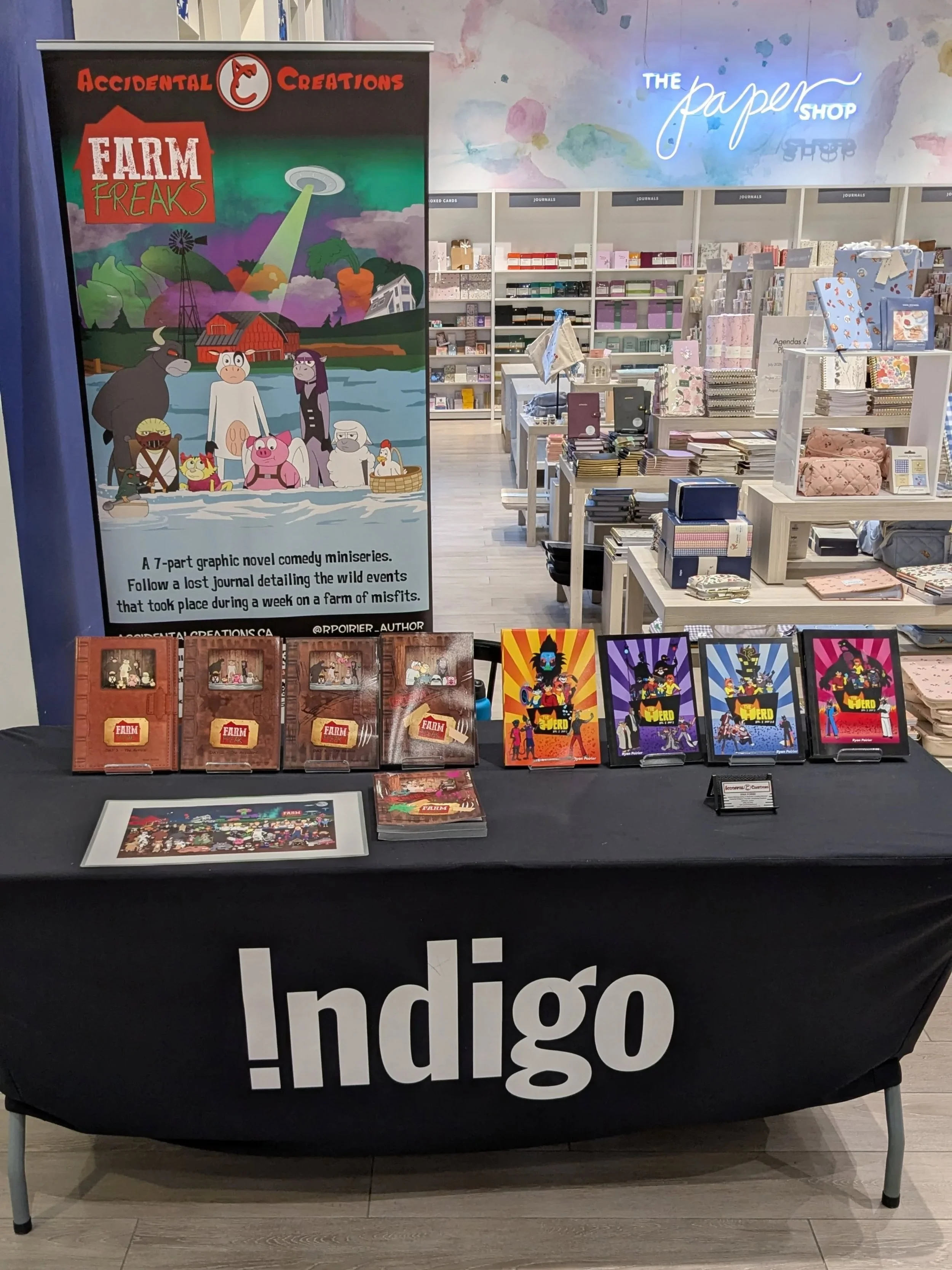 I'm @indigooshawa today at the @oshawacentre showcasing #theherd and #farmfreaks 

#IndigoBooks #oshawacenter #accidentalcreations