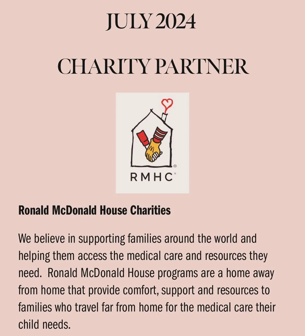 Thank you so much for helping support Ronald McDonald House Charities this month!  As a mom, thinking about the comfort it would bring to be able to stay close as a family during any type of extended medical care is truly a gift.  If you are looking 
