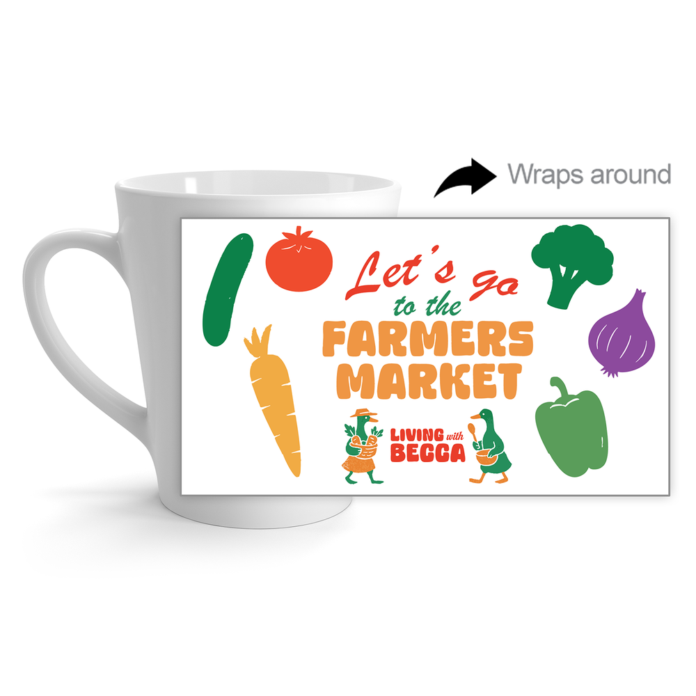 LETS GO TO THE FARMERS MARKET LATTE MUG 12OZ  Living with Becca