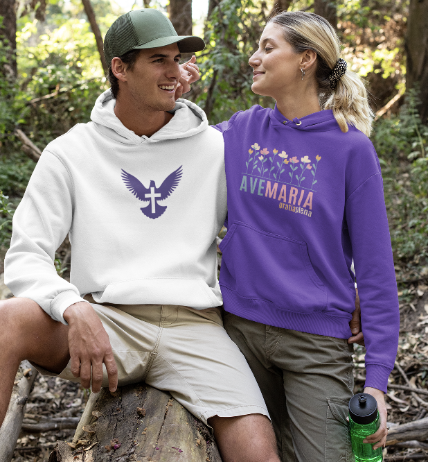 Man and woman wearing RosaryMinded apparel
