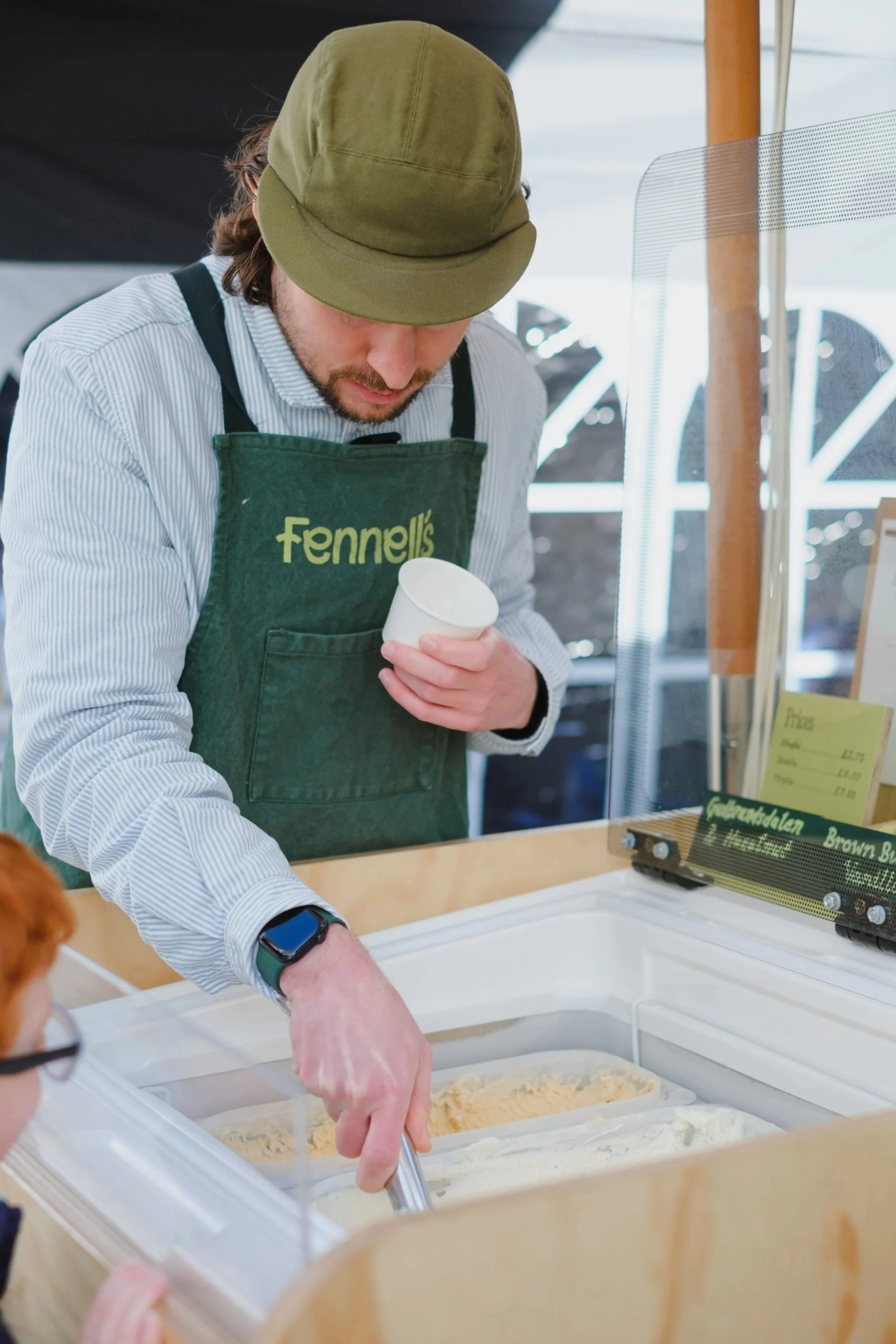 scooping ice cream farmers' market sheffield