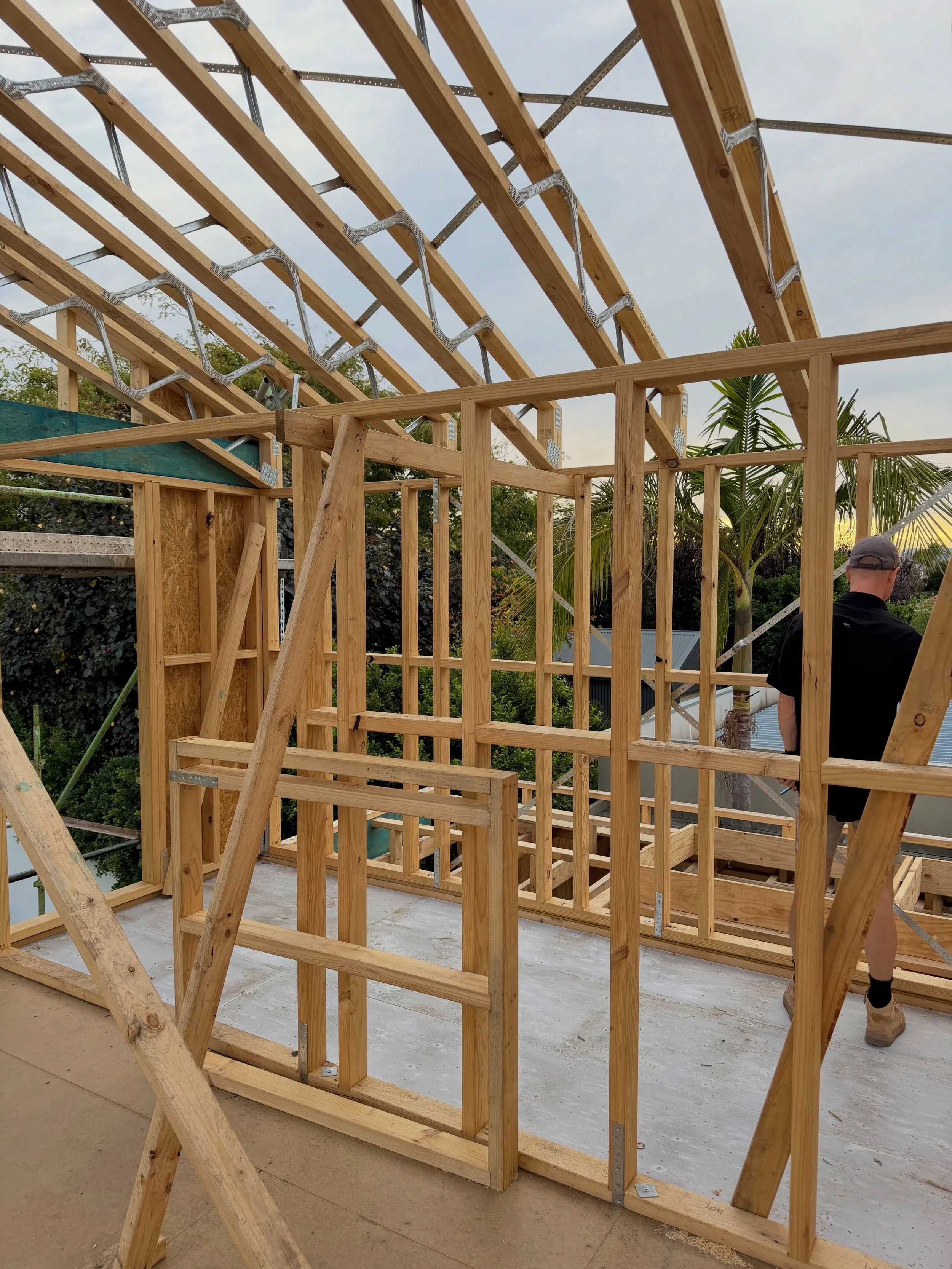 Glenelg | during the framing stage we captured this sunrise picture at our Glenelg project! Can&rsquo;t wait to see this one come to life ✨ 

@ply_architecture 
.#build #renovation #extension