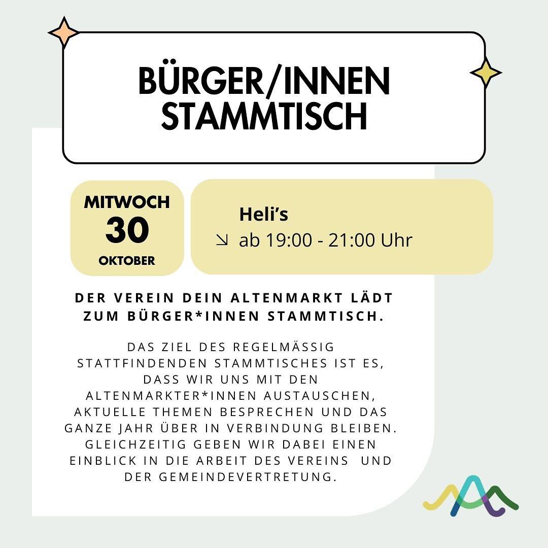 Here we go again 🙌🏼 wir freuen uns auf euch!  #stammtisch #austausch #wasbewegtaltenmarkt