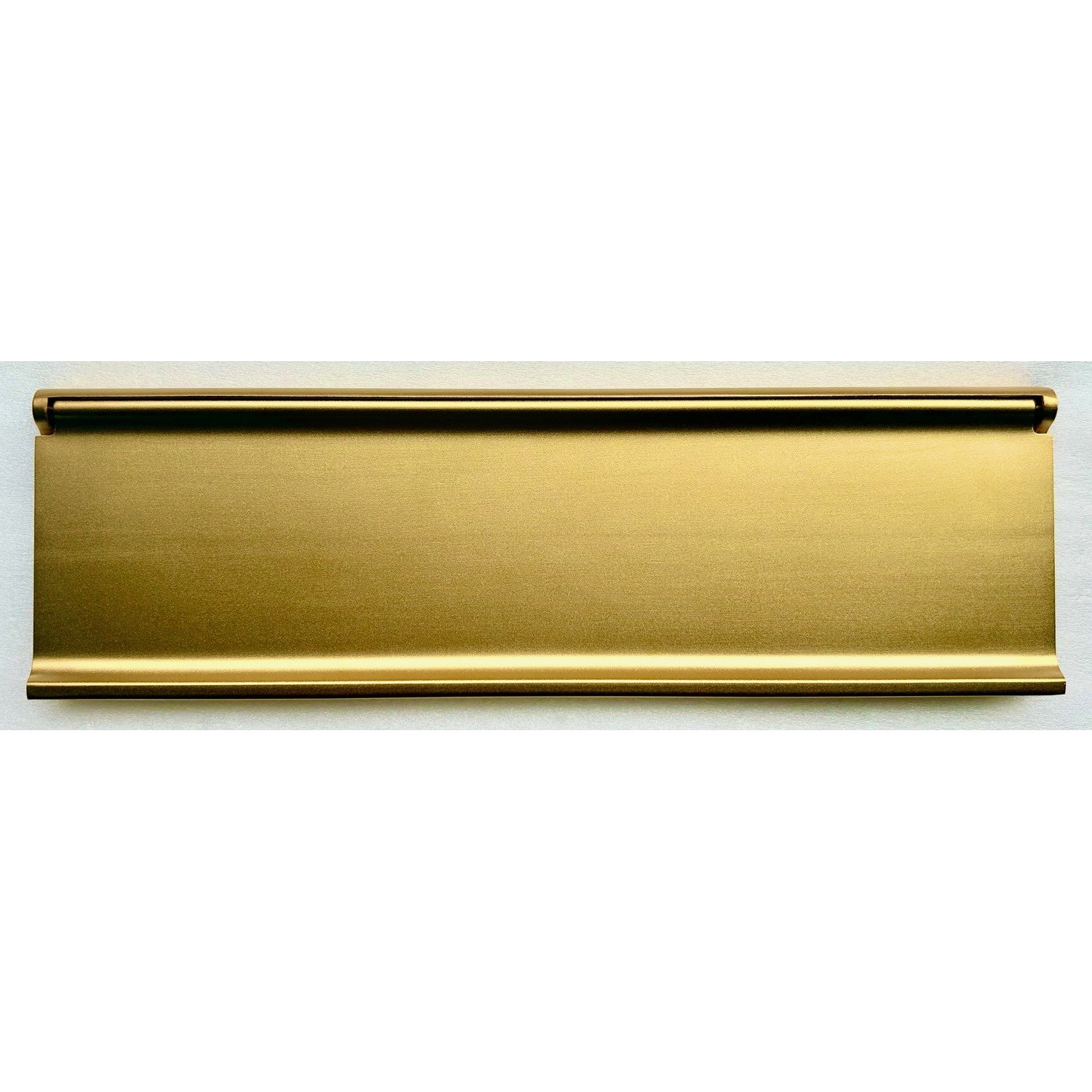 Brass-Seal™ Magazine Size Forged Brass Exterior Mail Slot — Satin Brass finish, heat-resistant magnetic closure