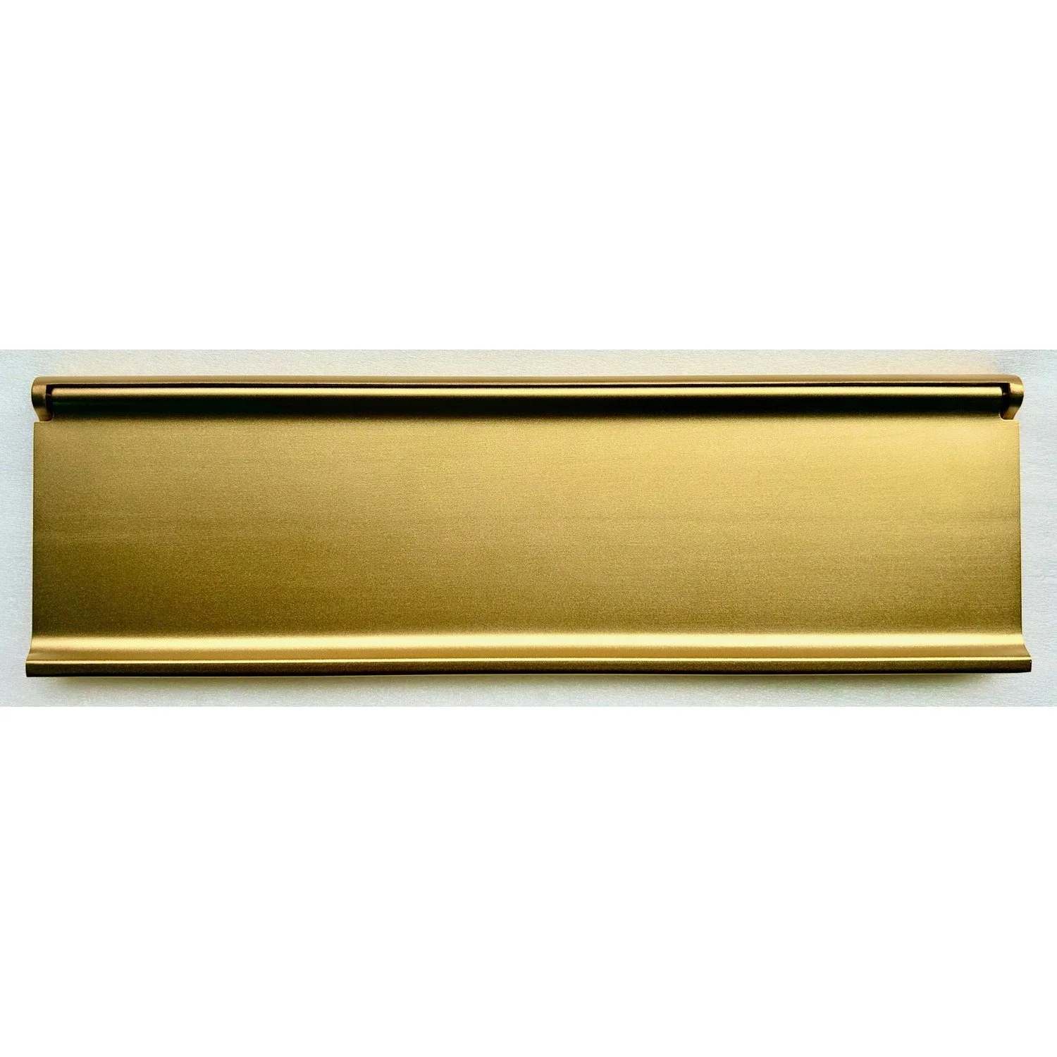 Brass-Seal™ Magazine Size Forged Brass Exterior Mail Slot — Satin Brass finish, heat-resistant magnetic closure