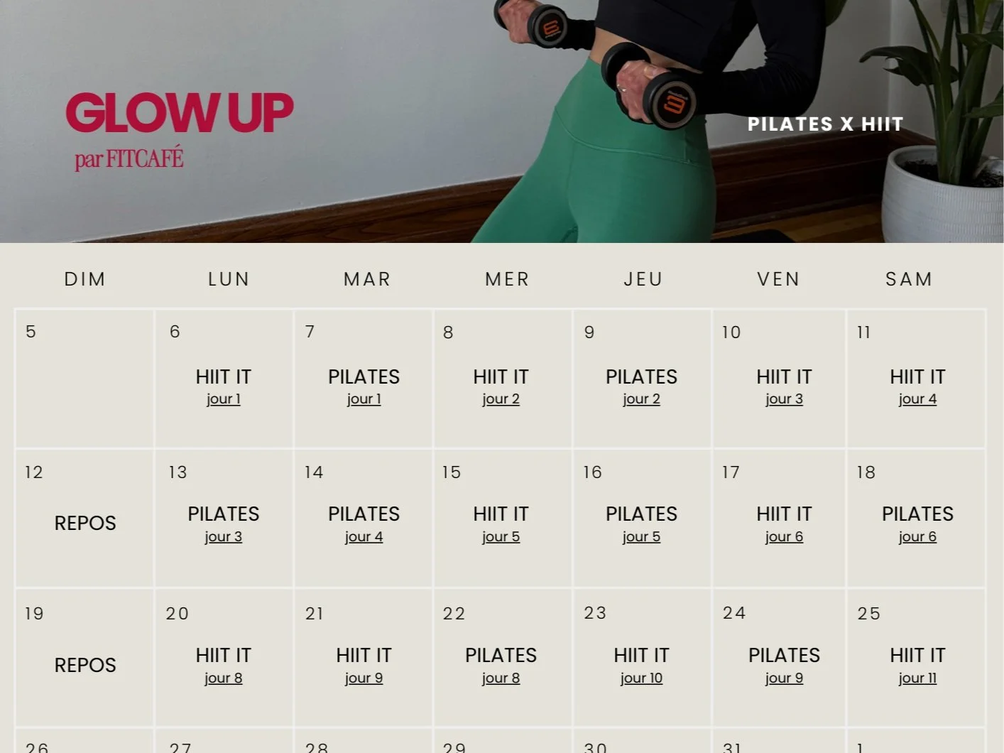 image d'un calendrier des entraînements