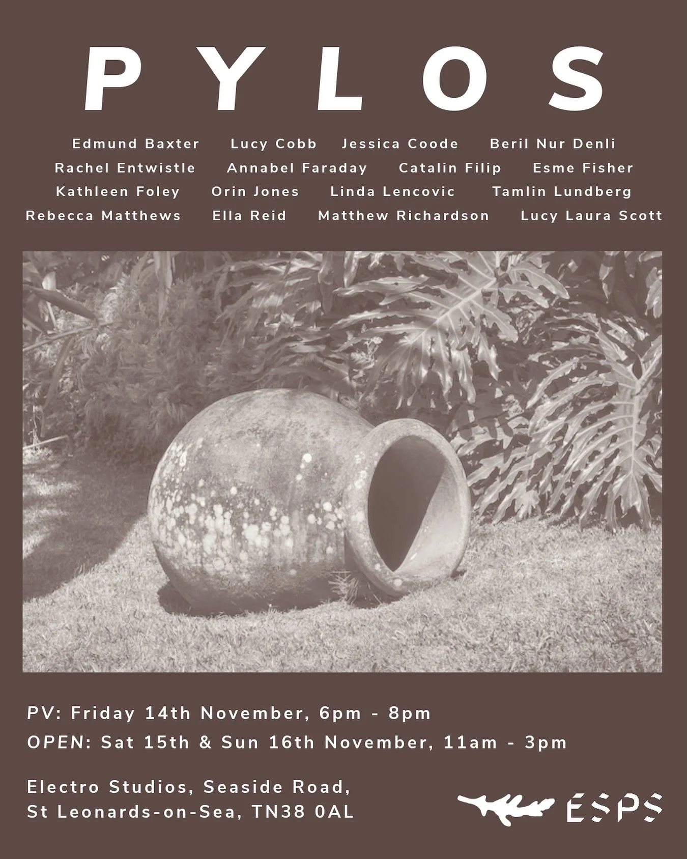 I&rsquo;m in the Pylos exhibition !!
From the 14th to the 16th of November

@electro_studios_project_space 
@freshsaladart 🏺🏺🏺