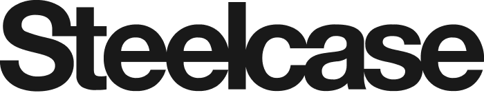 Black text on a transparent background that reads 'Steelcase'