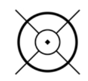 Target with concentric circles and crosshairs