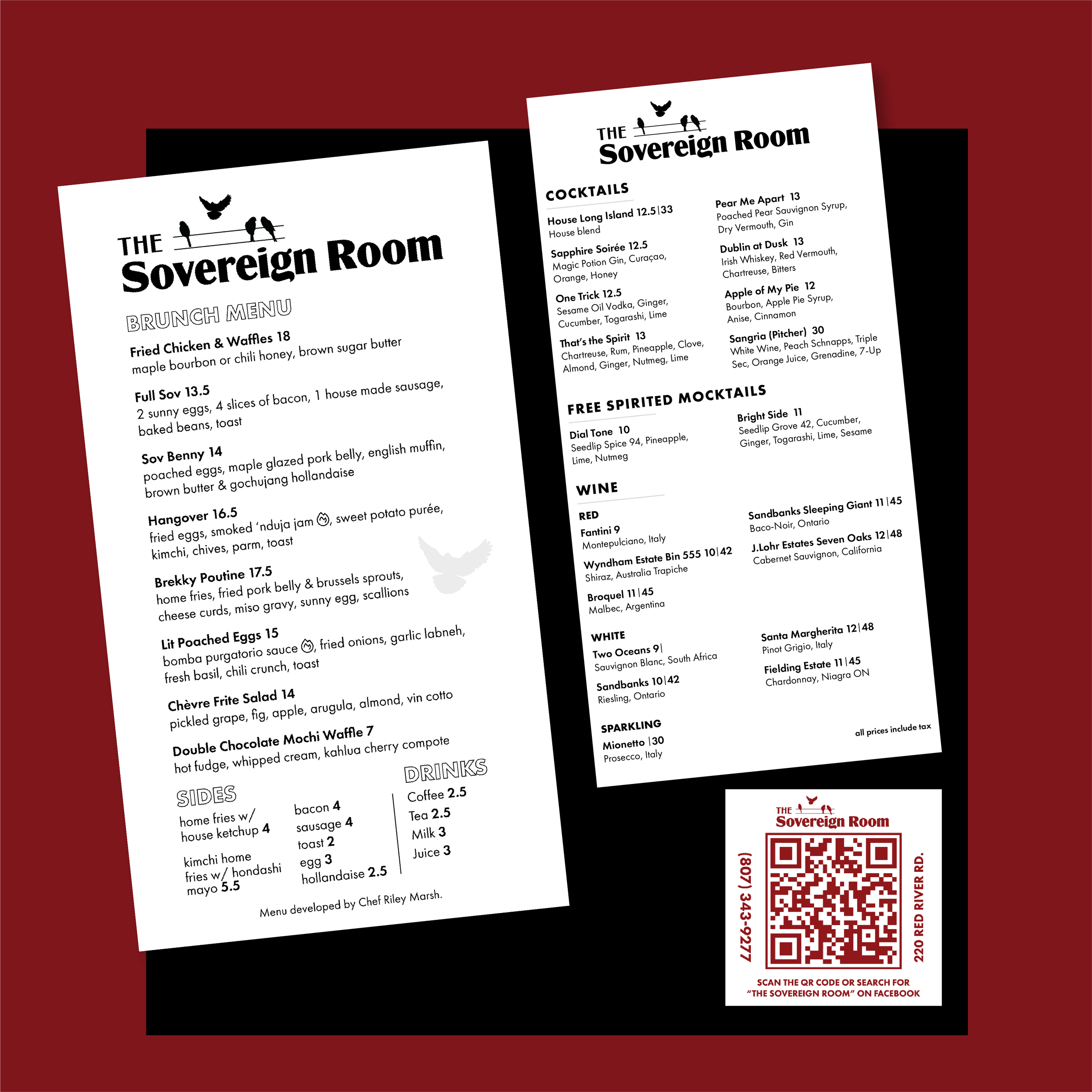 Sovereign Room Menu