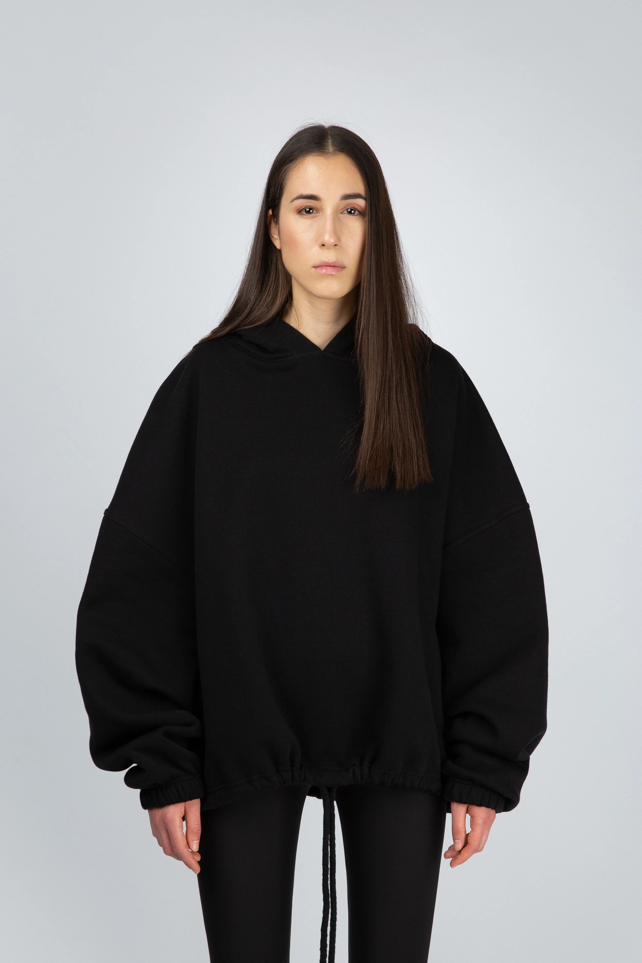 BLACK Heavyweight Drawstring Hoodie