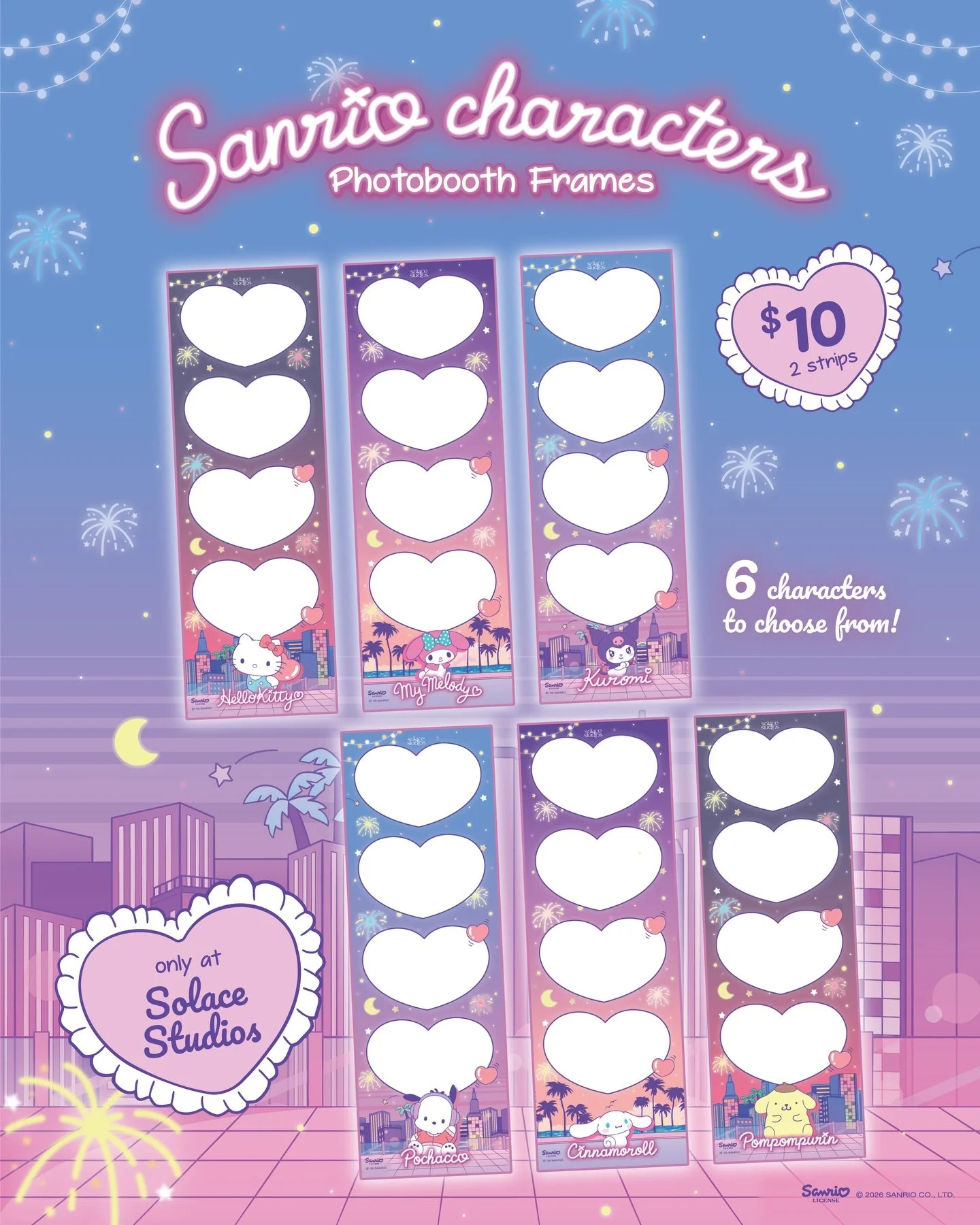 Are you a city explorer 🌆 or a beach wanderer 🏖?

Snap all 6 adorable frames with your girlies or special someone and capture the cutest Sanrio characters adventures ✨! 

⭐️ Available at all Solace Studios outlets &amp; booths in Singapore. 

🏹 Se