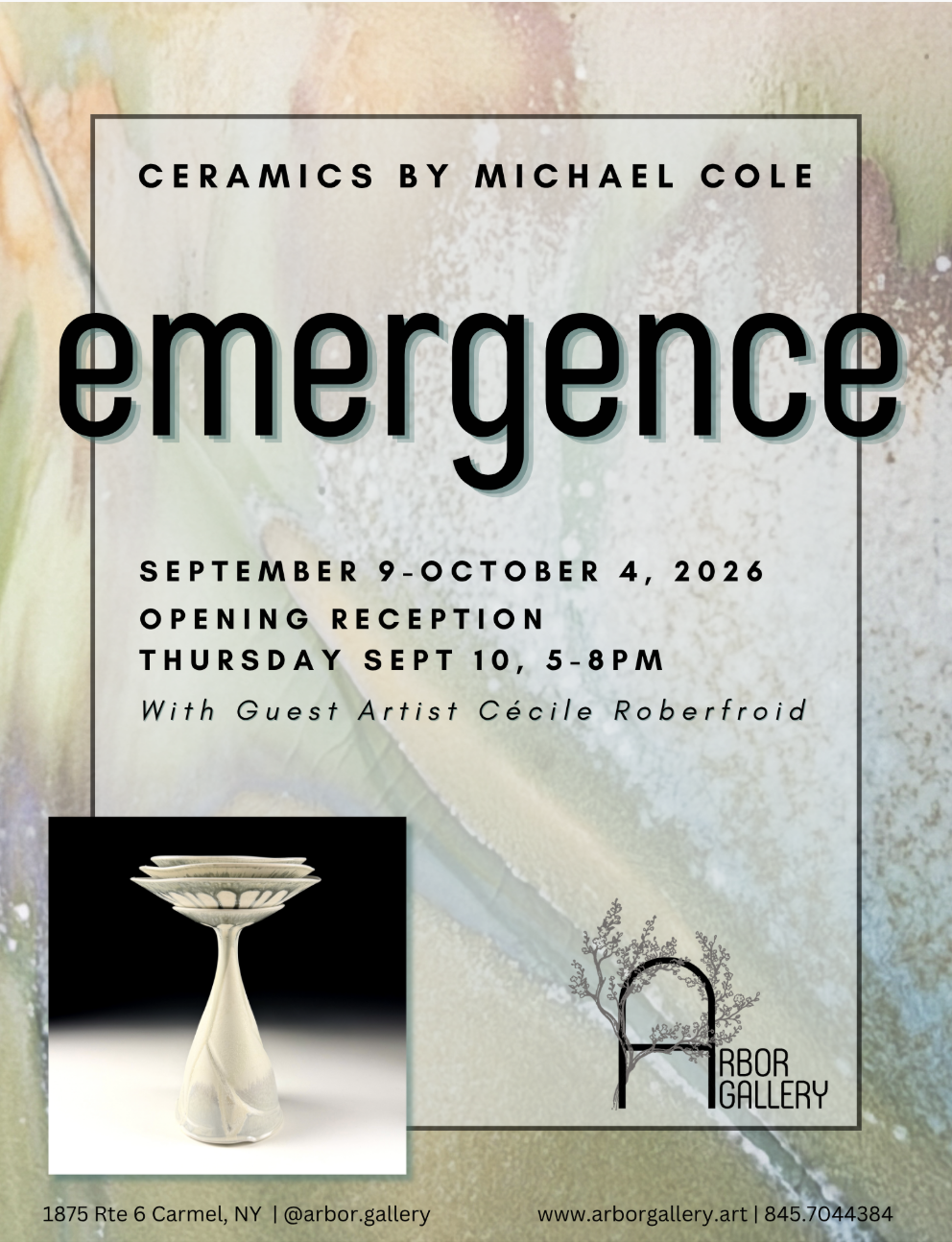 Emergence                   Ceramics by Michael Cole Guest Artist Cécile Roberfroid