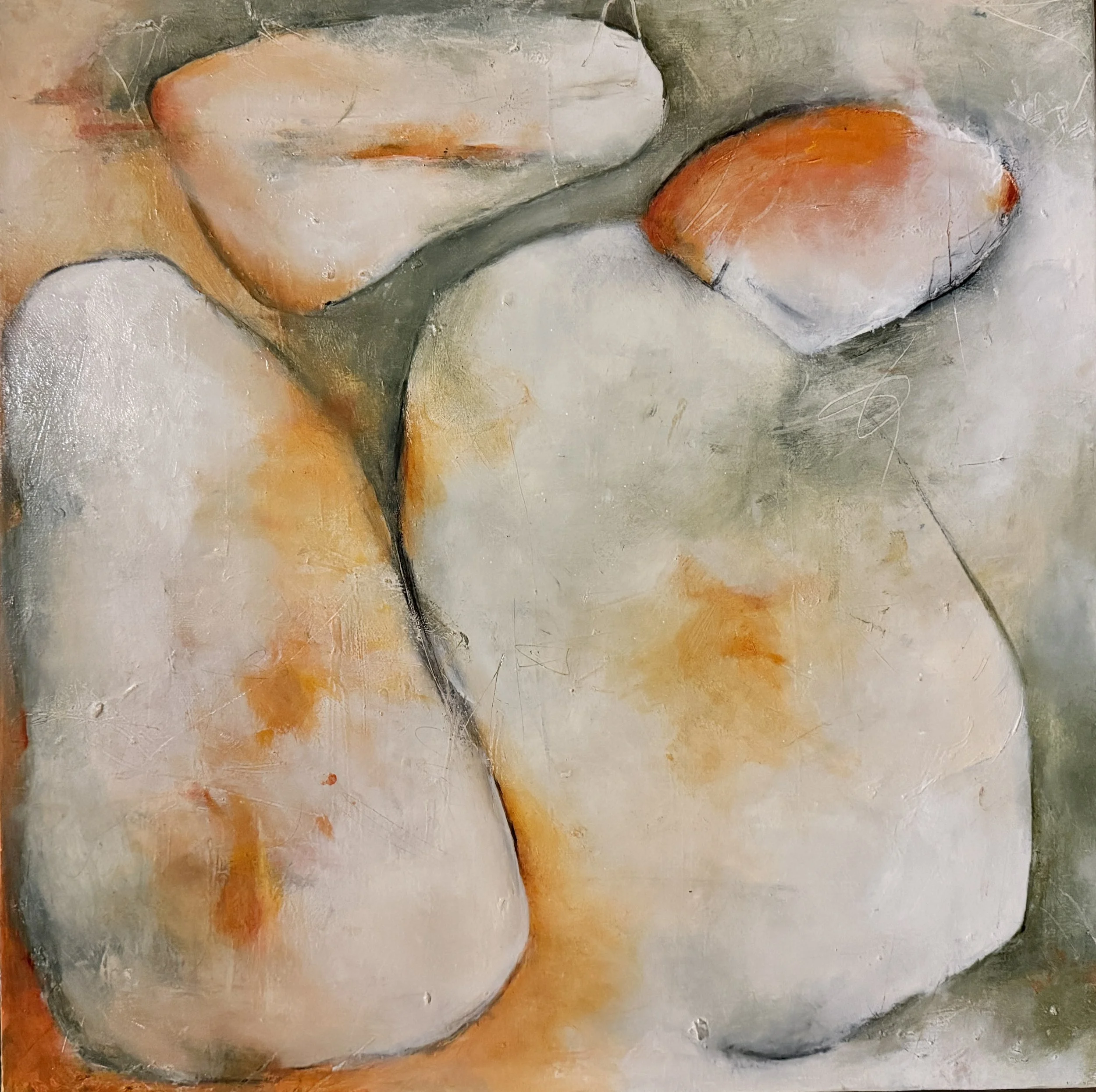 Catching Up, Oil on canvas, 18"x18"