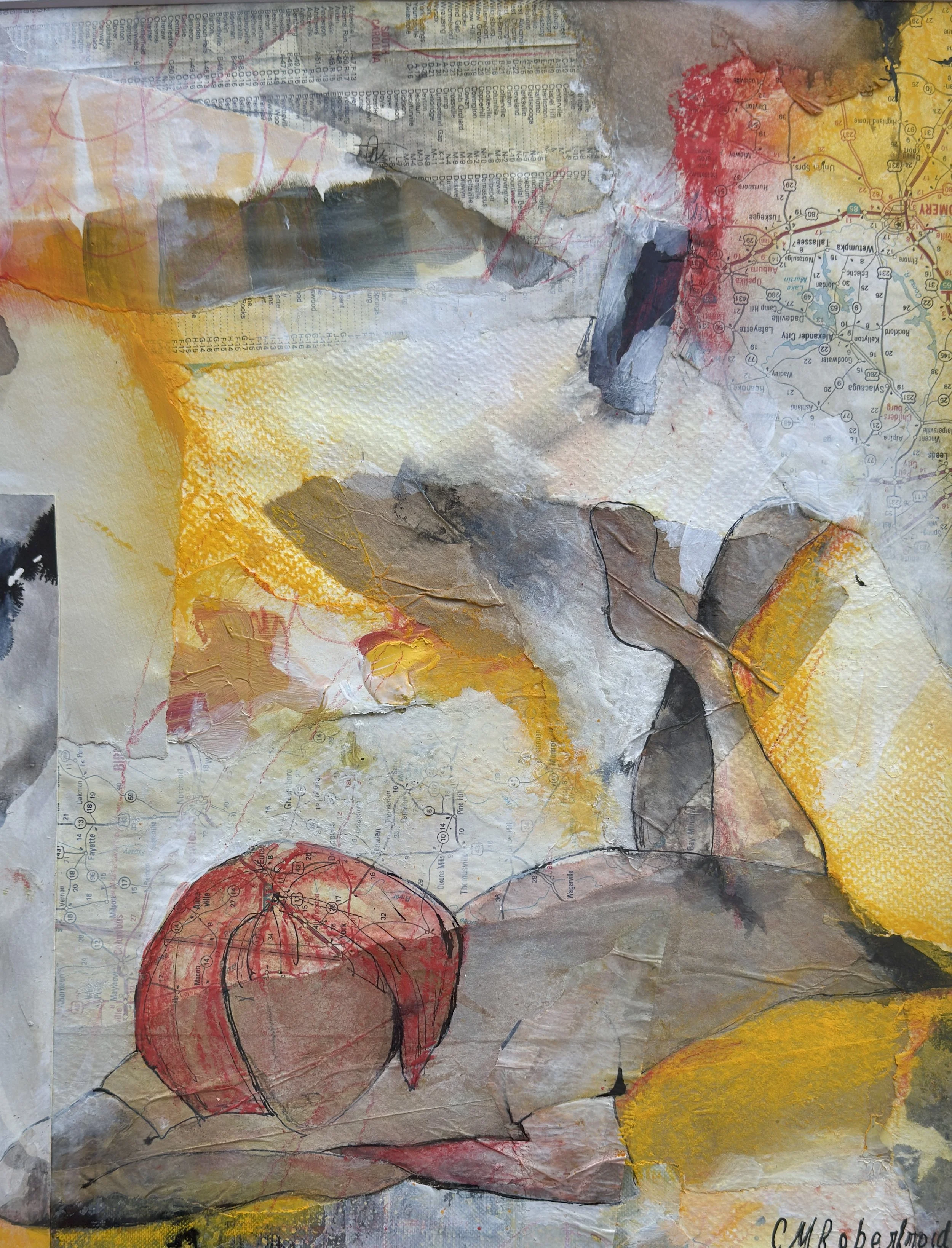 Longing For The Day, Mixed media collage, 12"x18"