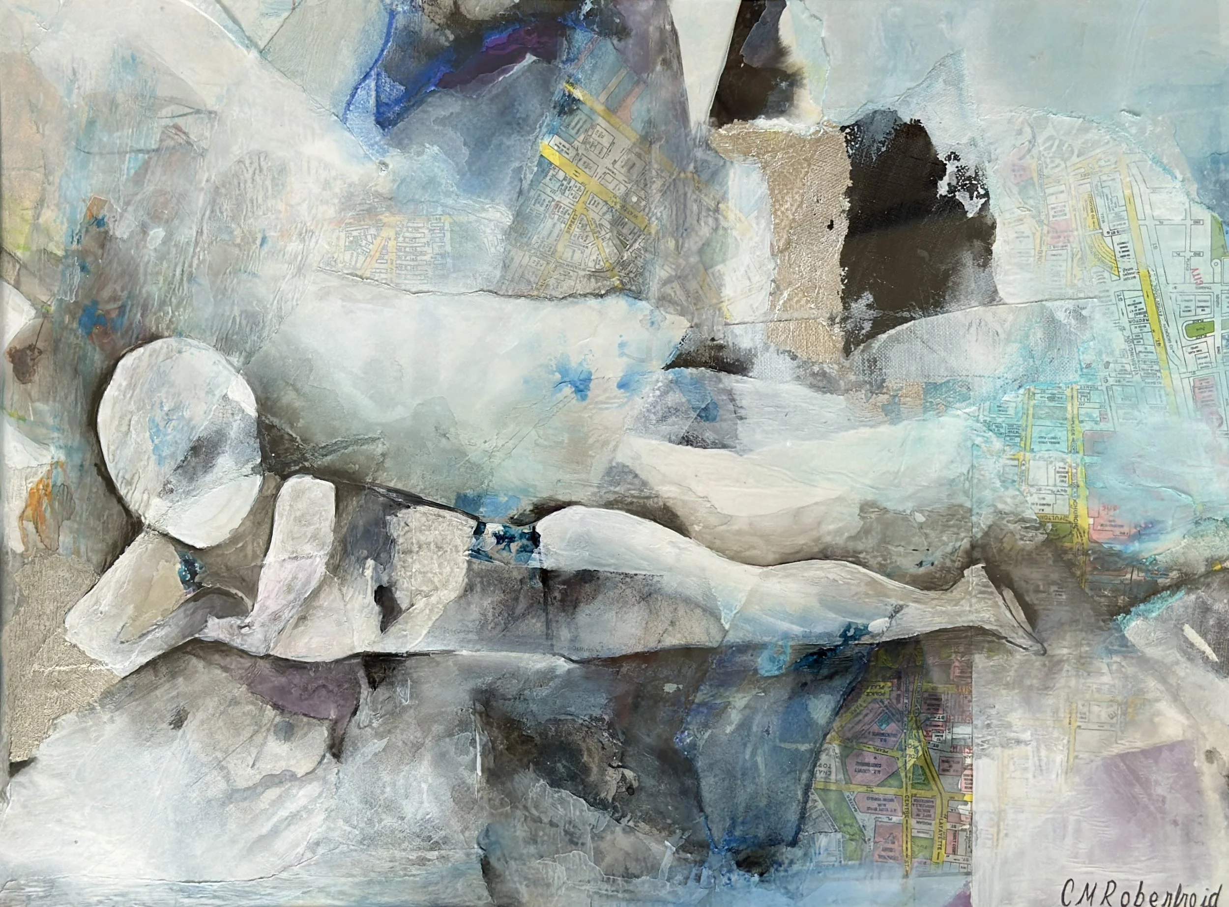 Sleeper's Journey, 2 Mixed media collage, 12"x18"