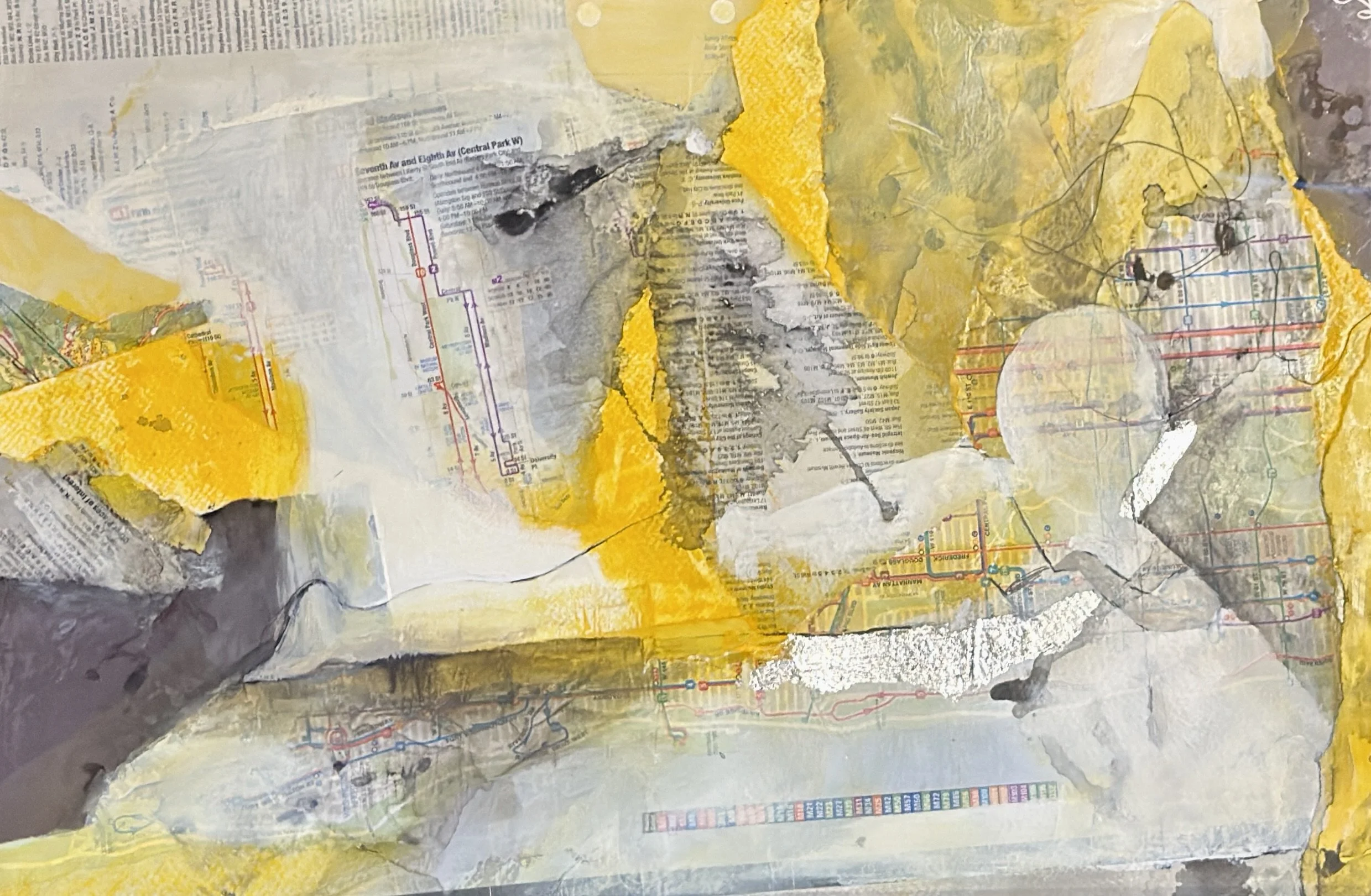 Sleeper's Journey 1, Mixed media collage, 12"x18"