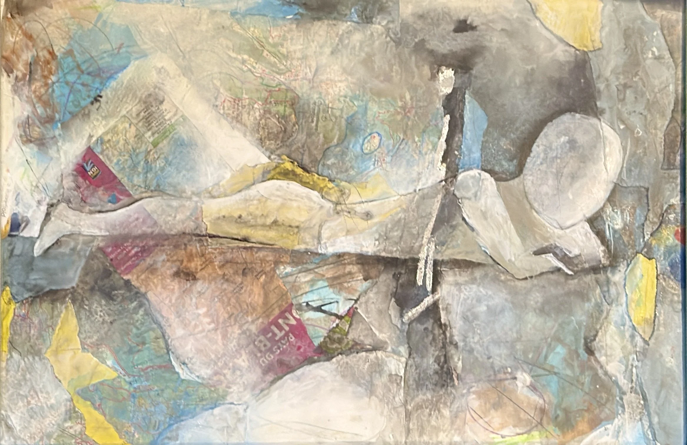 Sleepers journey #5, Collage and mixed media, 12"x18