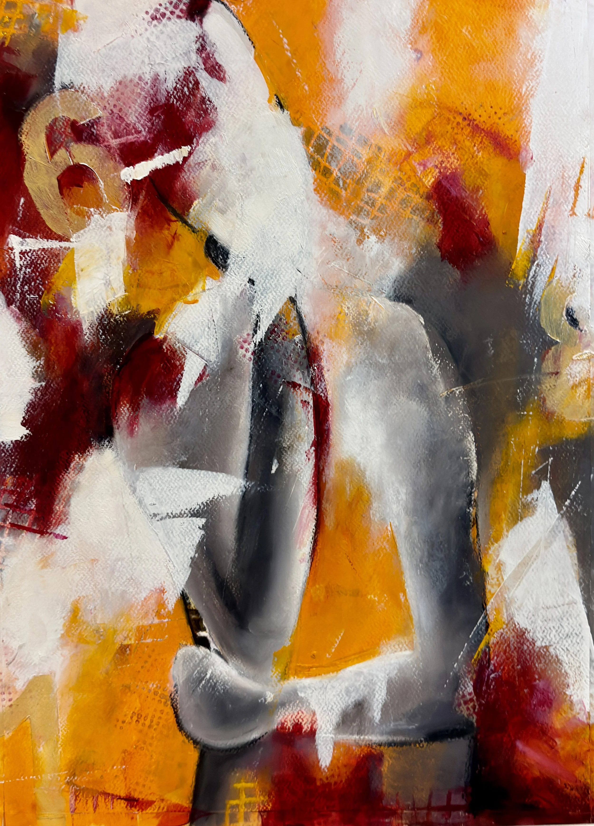 Holding Still, Oil on paper, 20"x16"