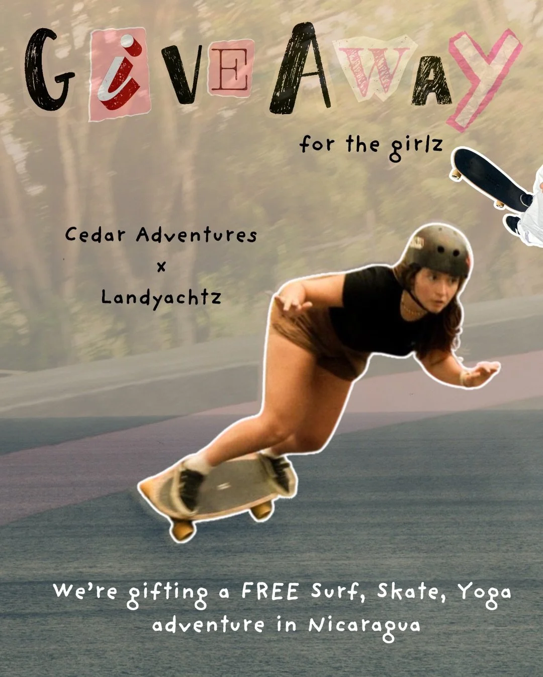 ❤️&zwj;🔥GALENTINES GIVEAWAY FOR THE GIRLZ❤️&zwj;🔥

We&rsquo;ve teamed up with @landyachtz to gift ONE lucky winner the ultimate Nicaragua Surf, Skate &amp; Yoga adventure! 

Here&rsquo;s what you could win:

🛹 A Landyachtz skateboard
🏄&zwj;♀️ONE 