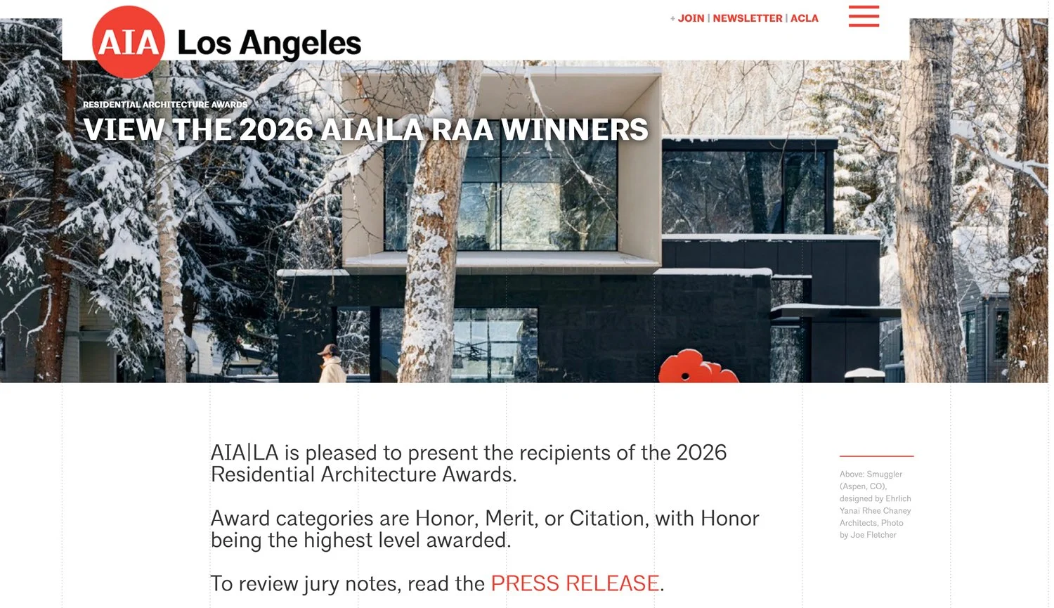 American Institute of Architects Residential Honor Award - Elevado