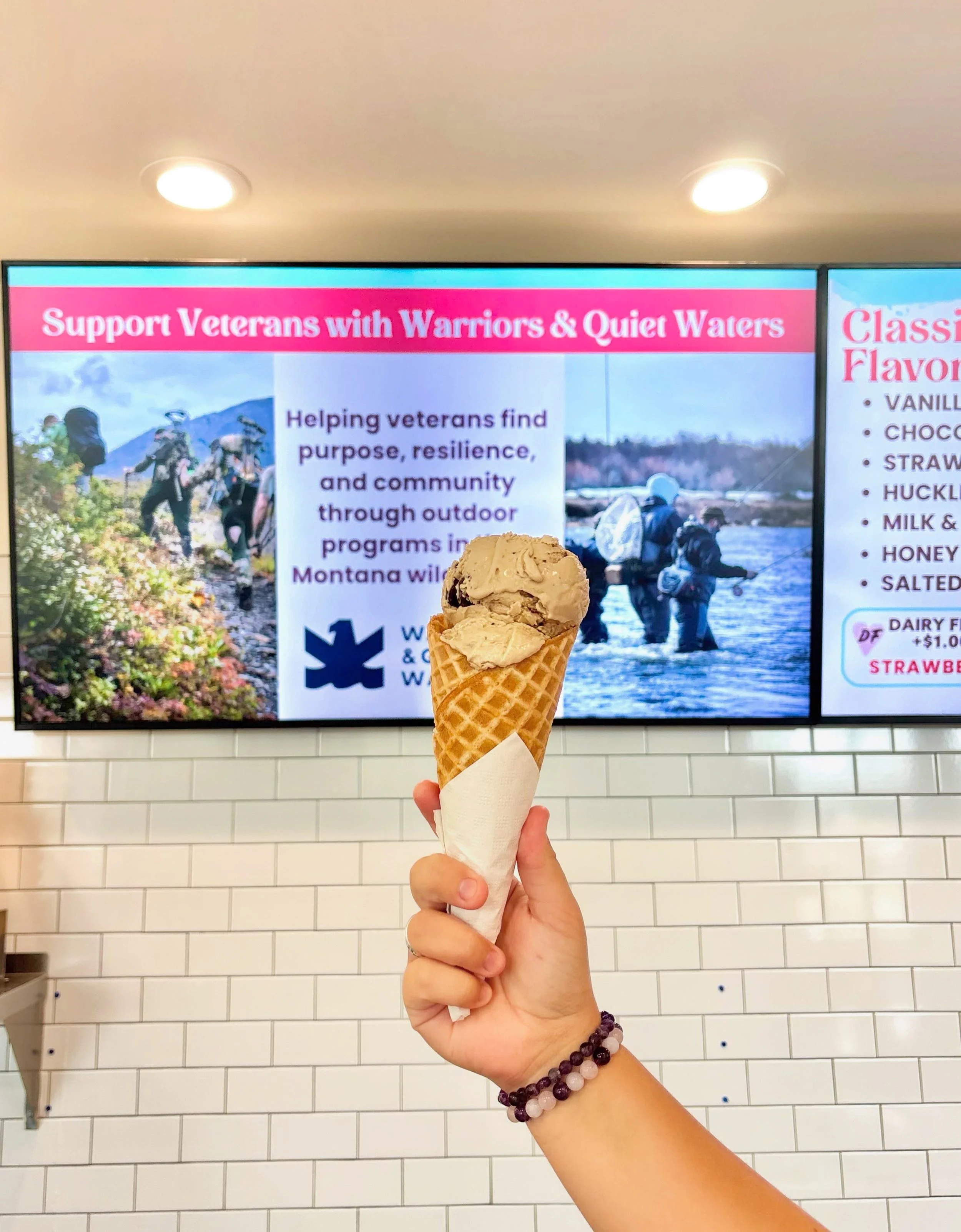 Genuine Ice Cream has teamed up with @dialedfitness406 🤝to fundraise for Warriors &amp; Quiet Waters, a nonprofit that guides outdoor experiences for post-9/11 combat veterans in Montana. 

This month through September 11, round up your purchase at 