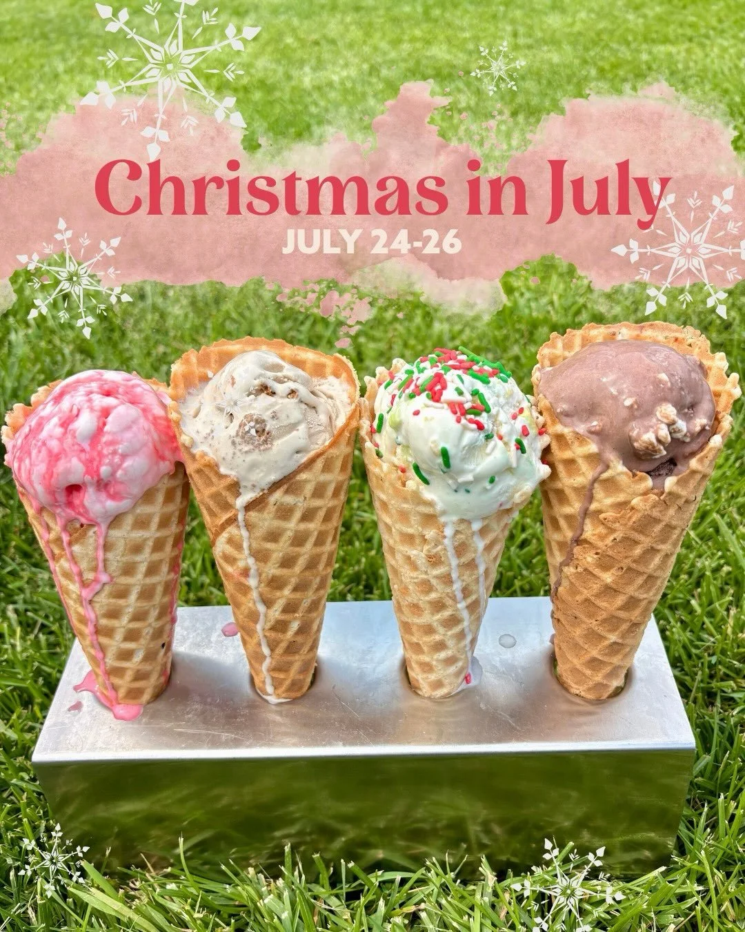 It&rsquo;s ✨Christmas🎄🎅 in July ⛱️🥥☀️ at Genuine Ice Cream. We&rsquo;re scooping four festive flavors this weekend while supplies last. 

🍬Candy Cane
🫚Gingerbread 
🍪 Christmas Cookie
☕️ Peppermint Hot Cocoa