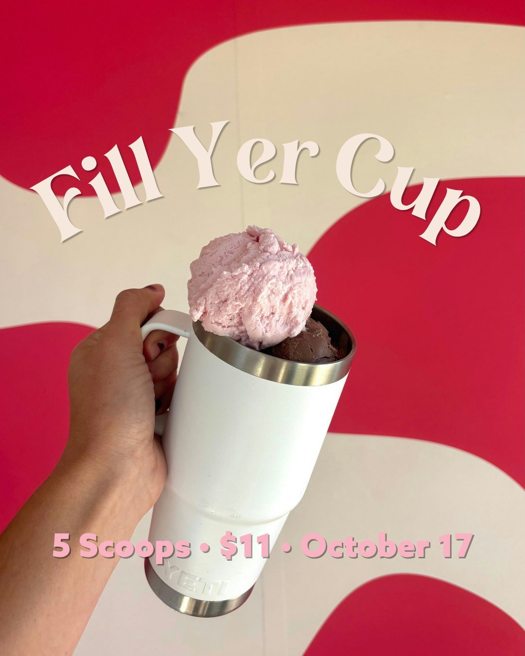 TODAY ONLY... Bring your own ✨clean✨ wide-mouth metal tumbler and get 5 scoops of ice cream for $11 at Genuine Ice Cream. Open 12pm-10pm.