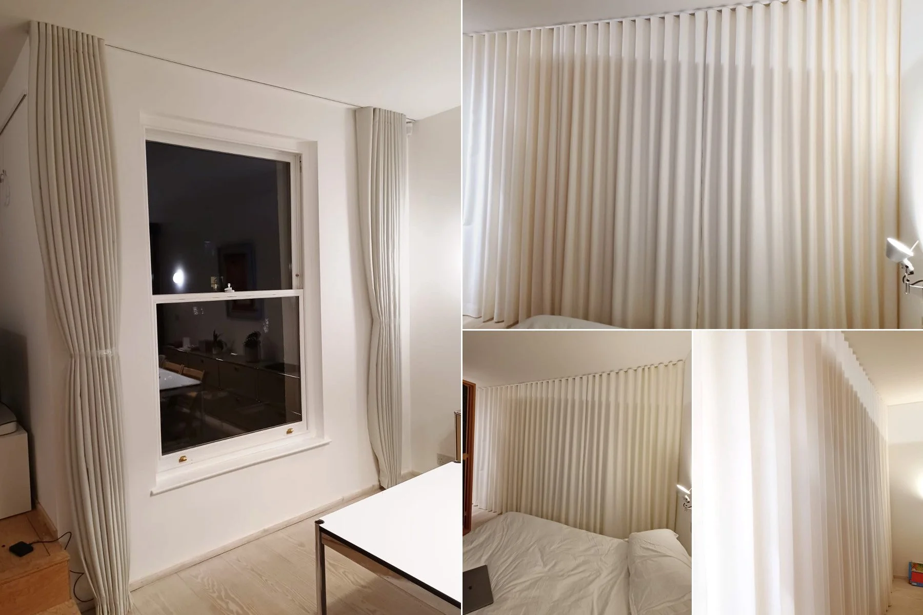 Elegant curtains, made from 100% Trevira OS with a jacquard binding