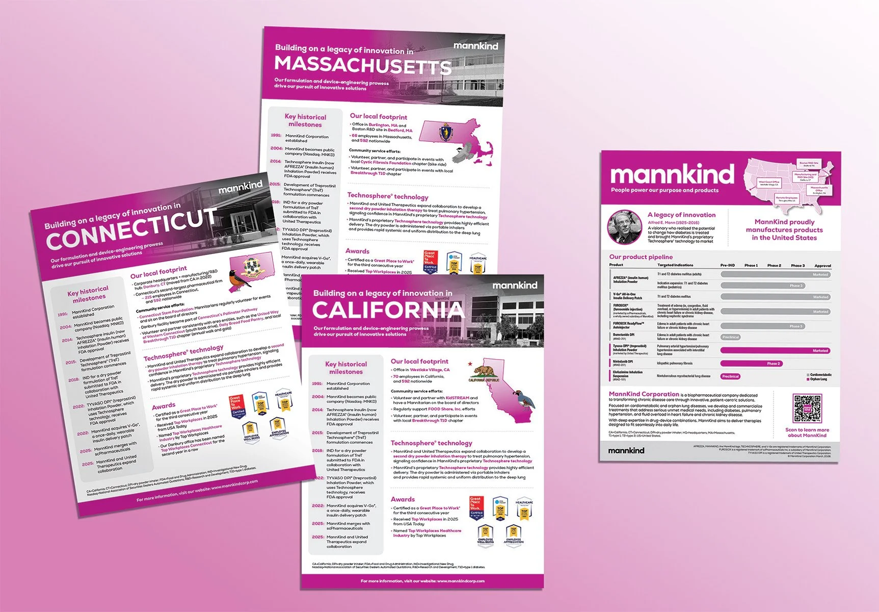 Corporate fact sheets: Connecticut, California, Massachusetts | Role: Sole Designer