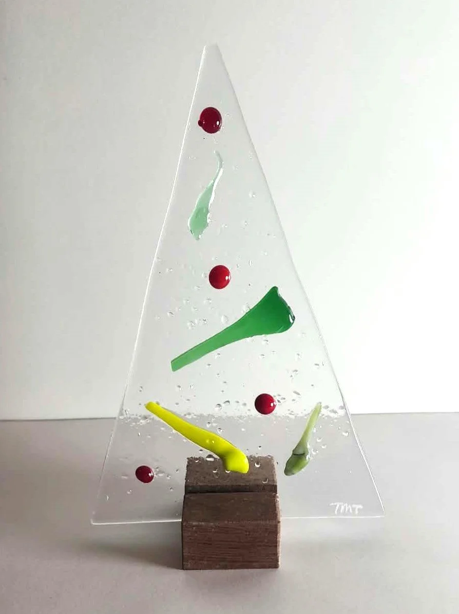 Christmas Mix Freestanding Fused Glass Tree