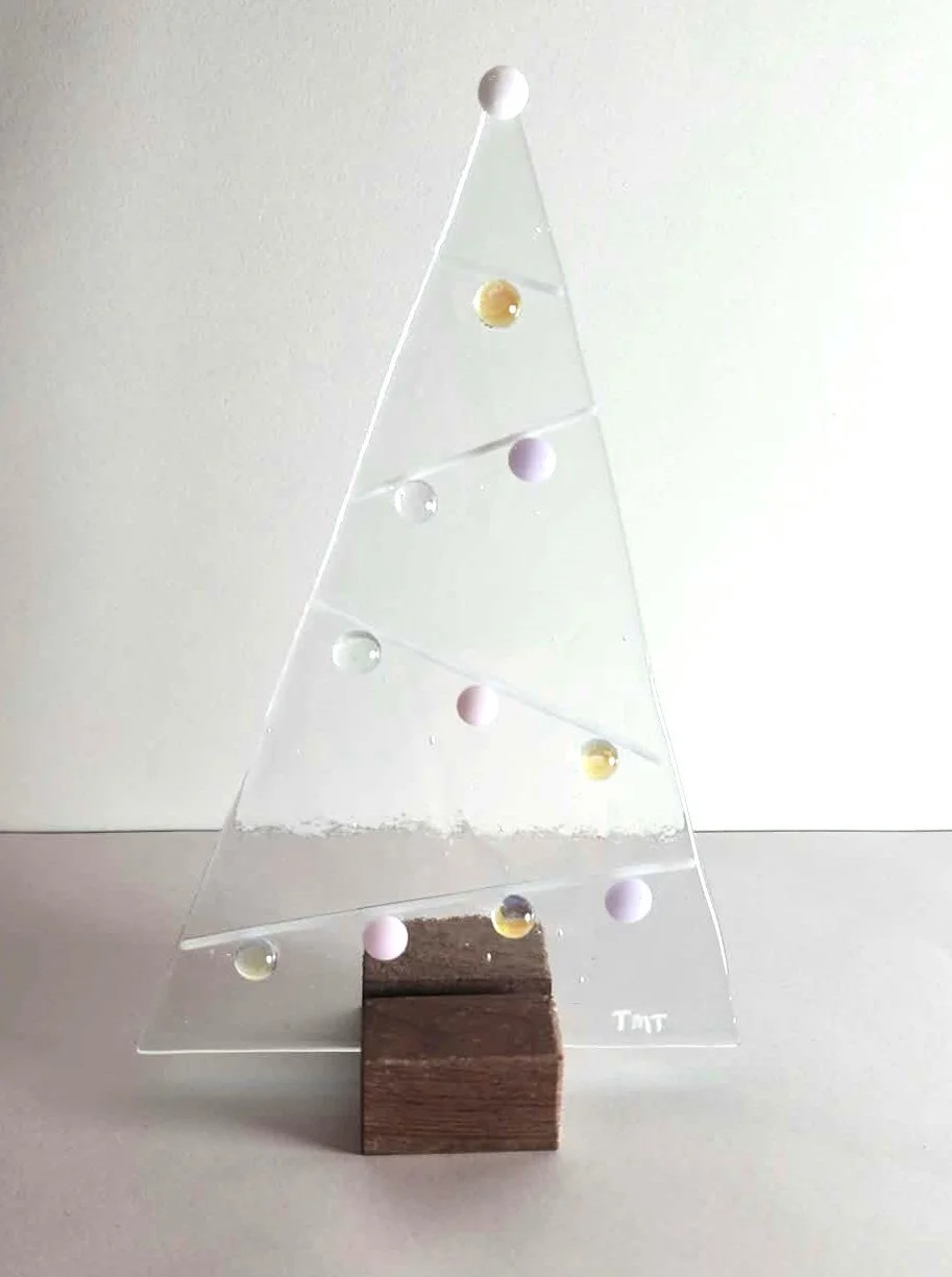 Glitter Garland Freestanding Fused Glass Tree