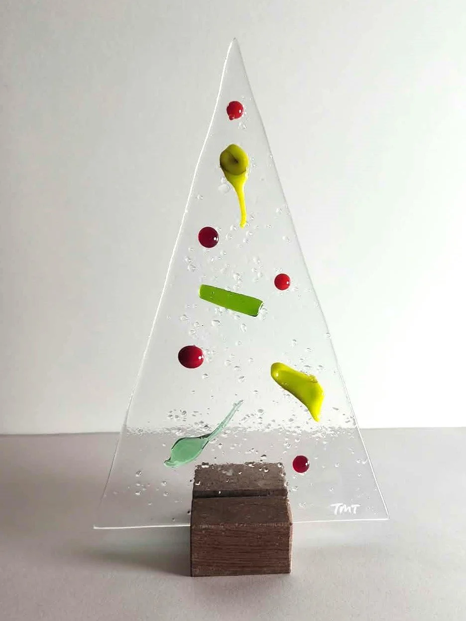 Christmas Mix Freestanding Fused Glass Tree