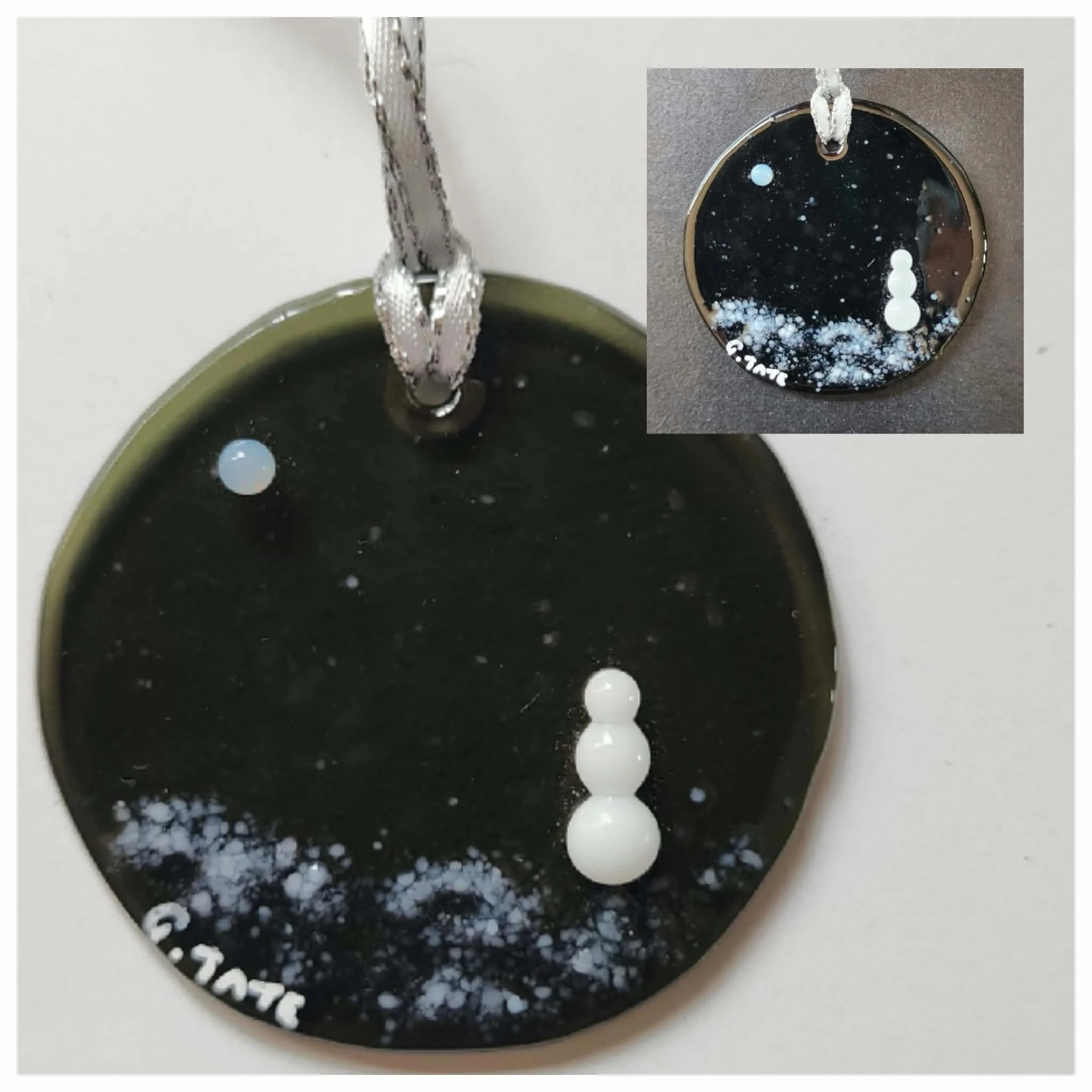 Snowman Ornament - Fused Glass
