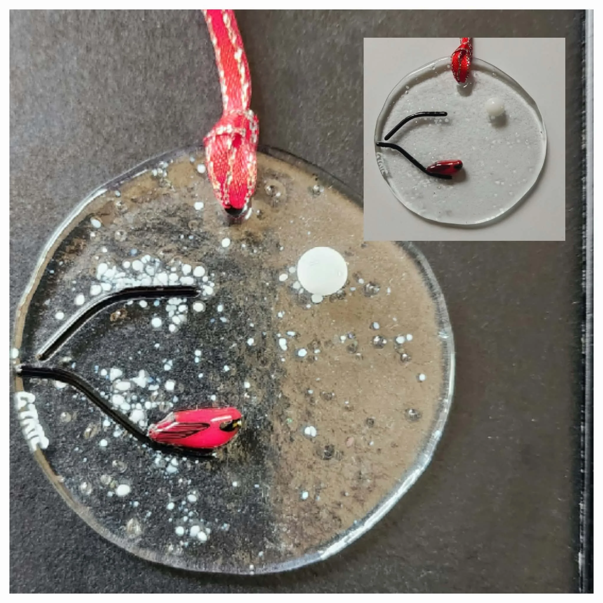 Cardinal Ornament - Fused Glass