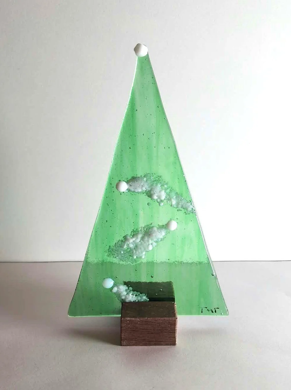 Dancing Snow Freestanding Fused Glass Tree