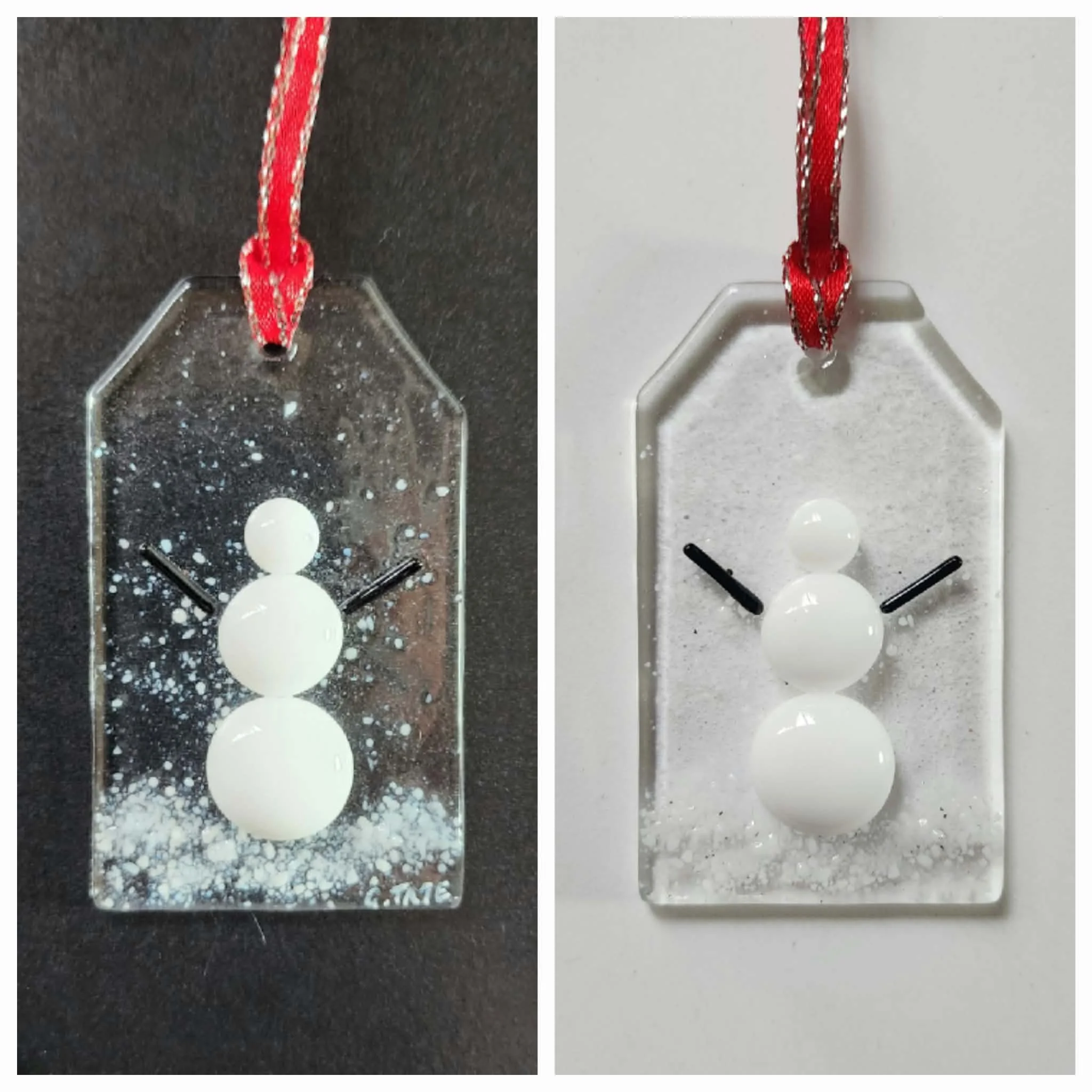 Snowman Ornament - Fused Glass