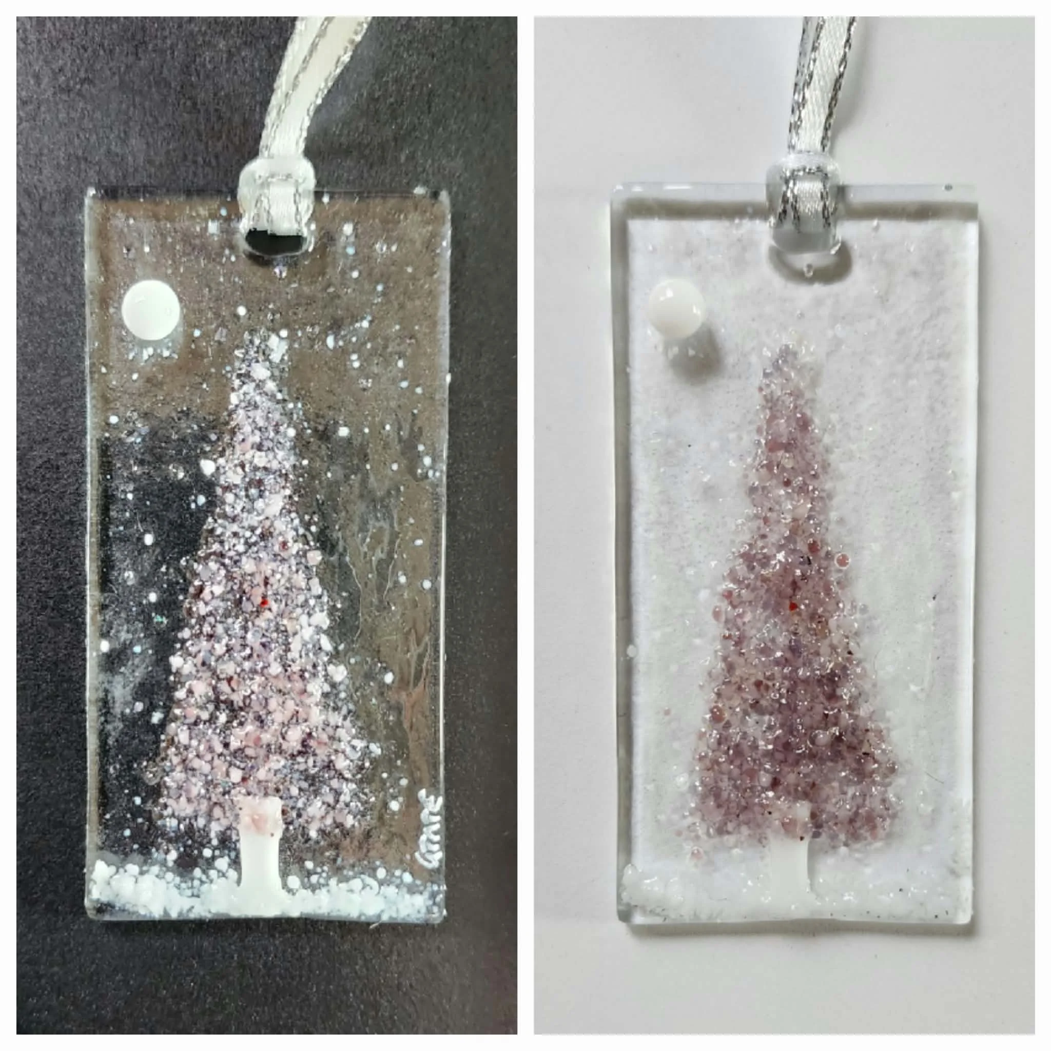 Purple Tree Ornament - Fused Glass