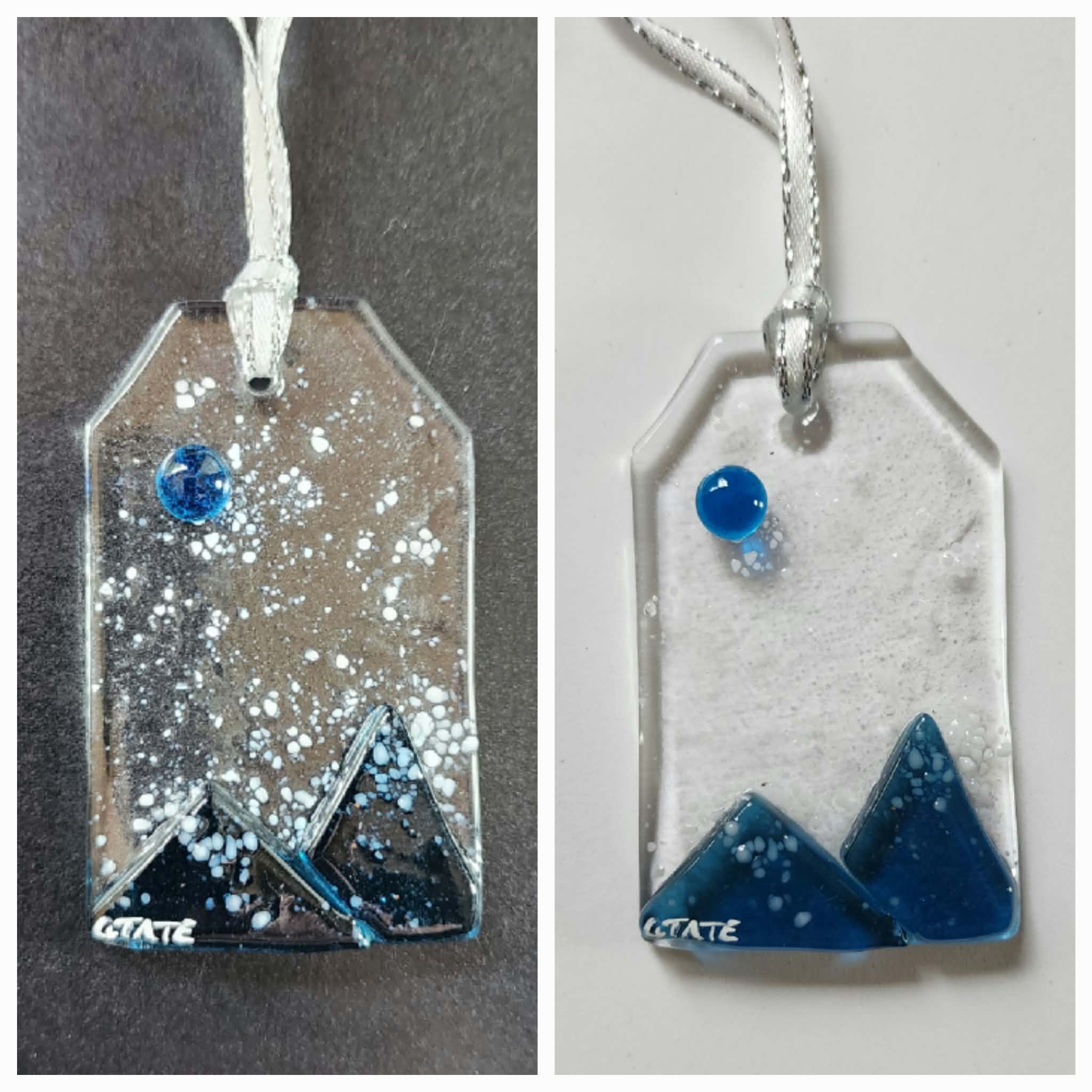 Blue Mountains Ornament - Fused Glass