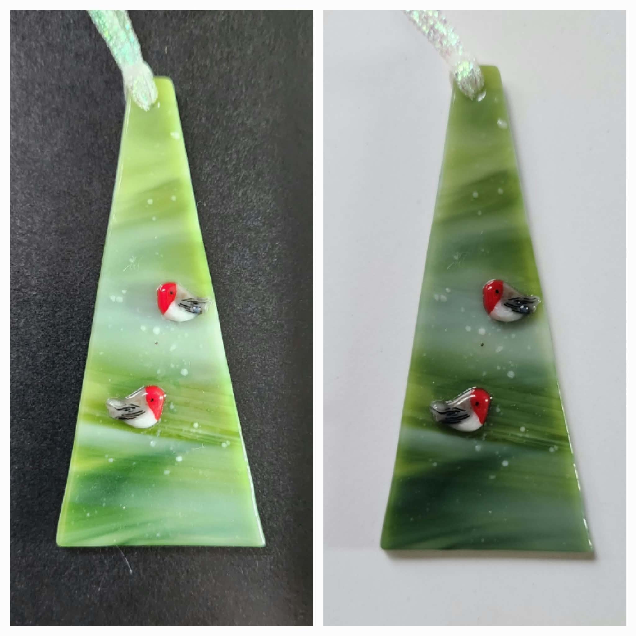 Bird Tree Ornament - Fused Glass